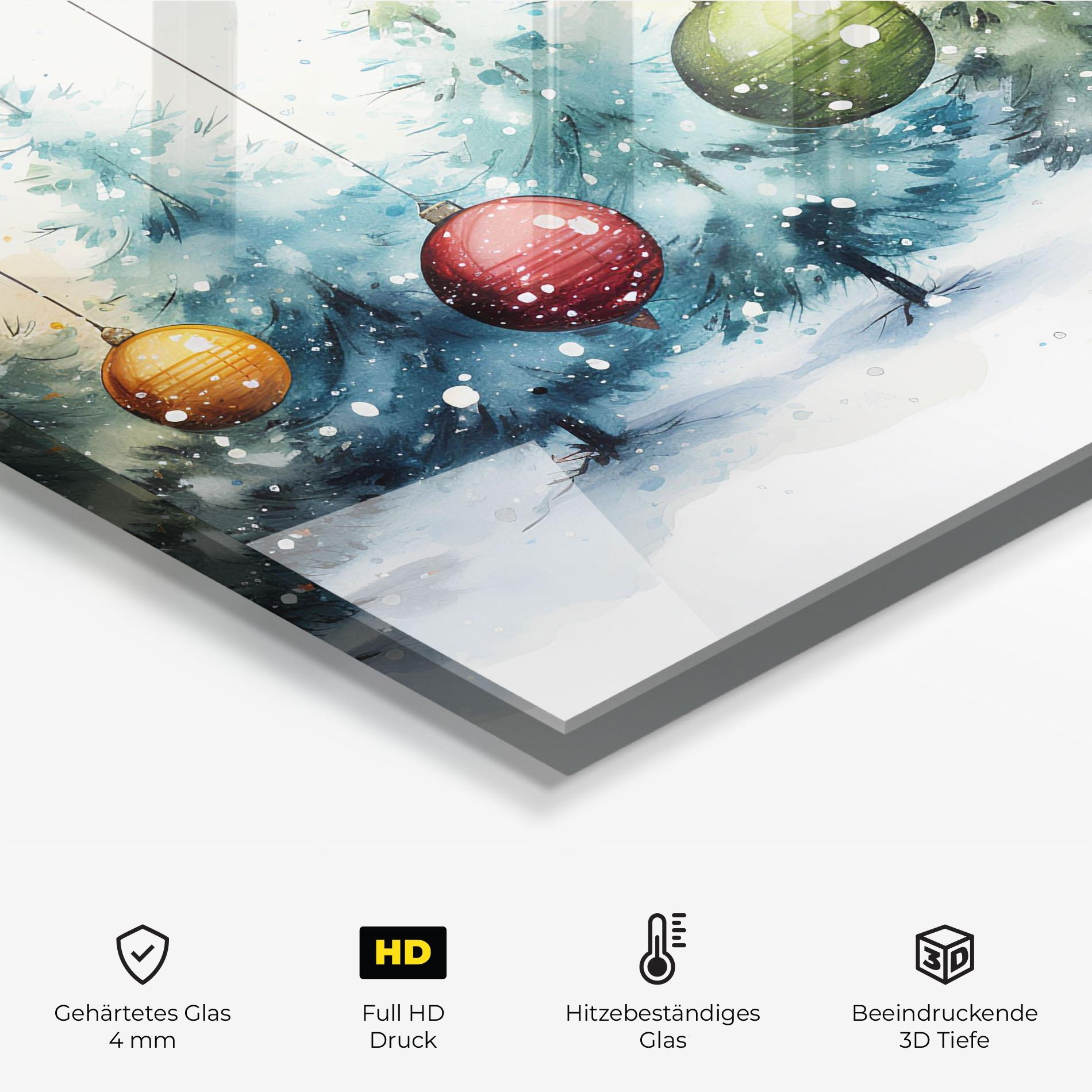 Küchenrückwand Glas Christmas Tree Painting mockup 2