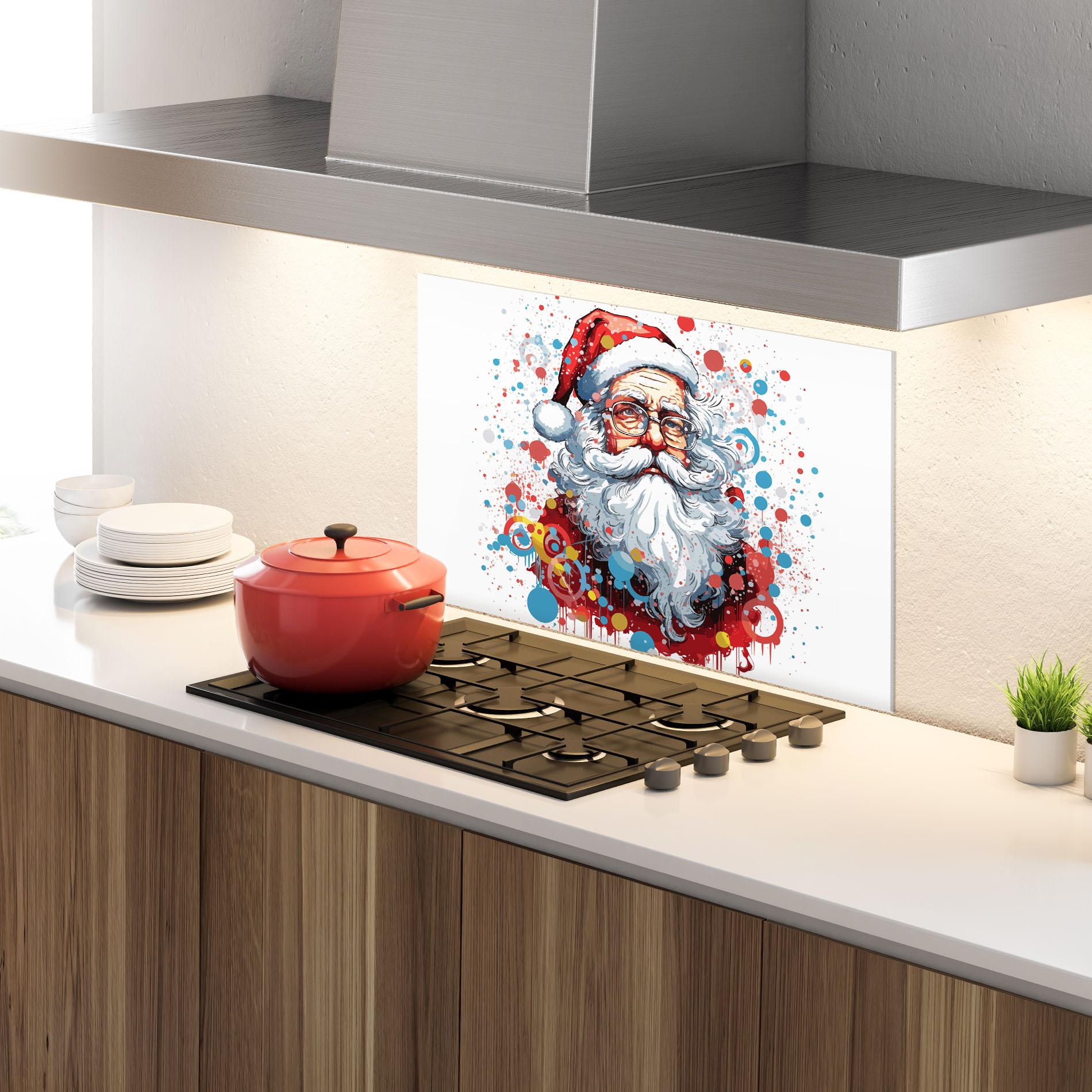 Küchenrückwand Glas Artistic Santa mockup 4