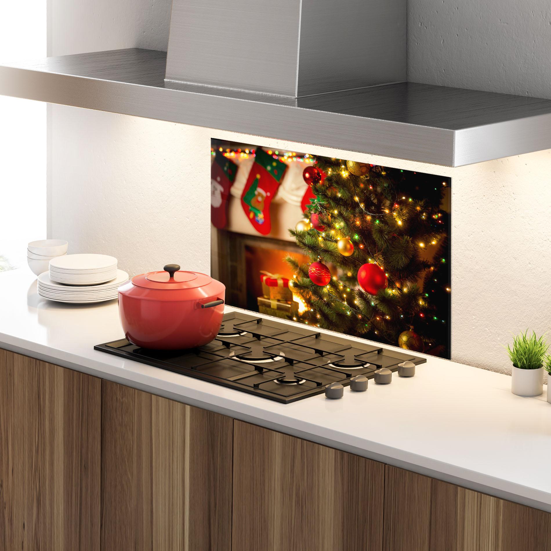 Küchenrückwand Glas Beautiful Fireplace mockup 4