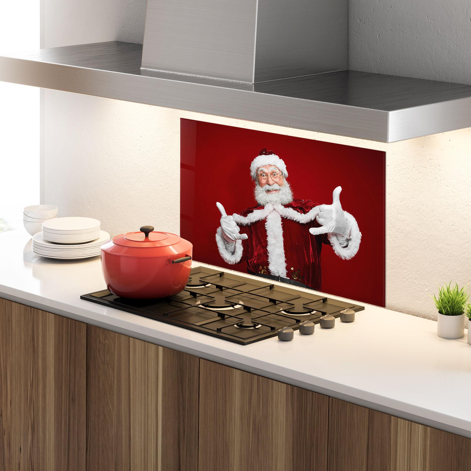 Küchenrückwand Glas Cool Santa Claus mockup 4
