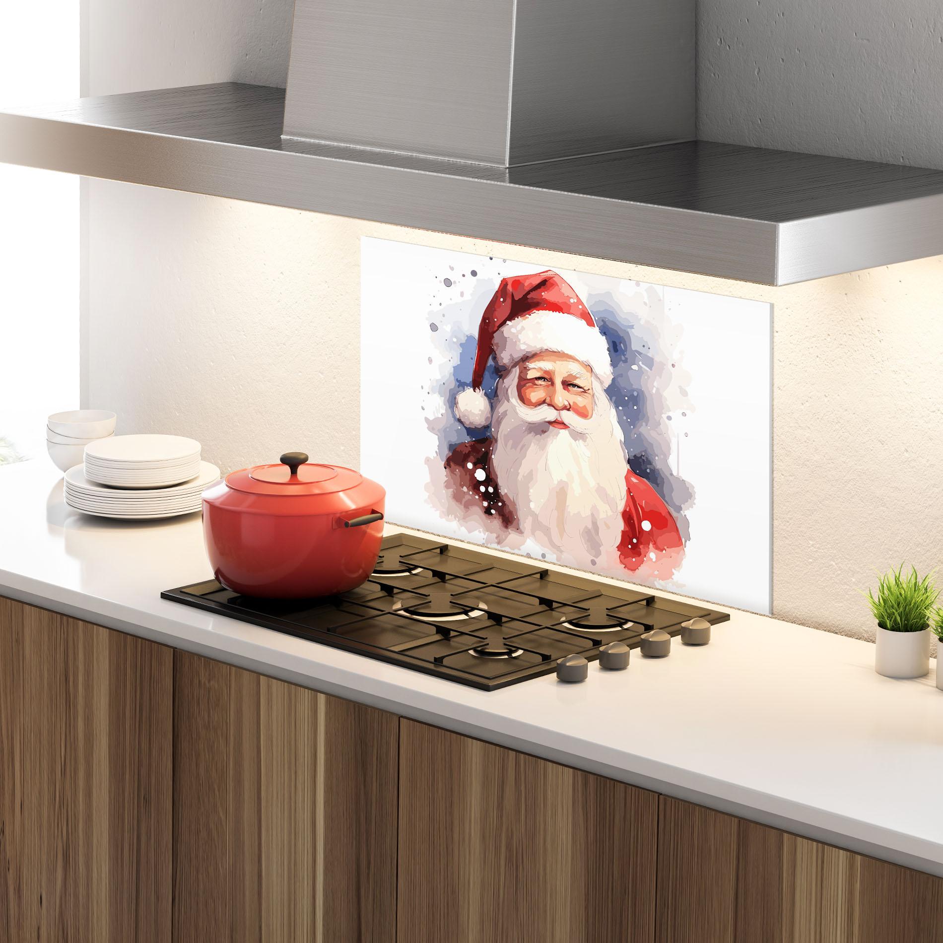 Küchenrückwand Glas Cute Santa mockup 4