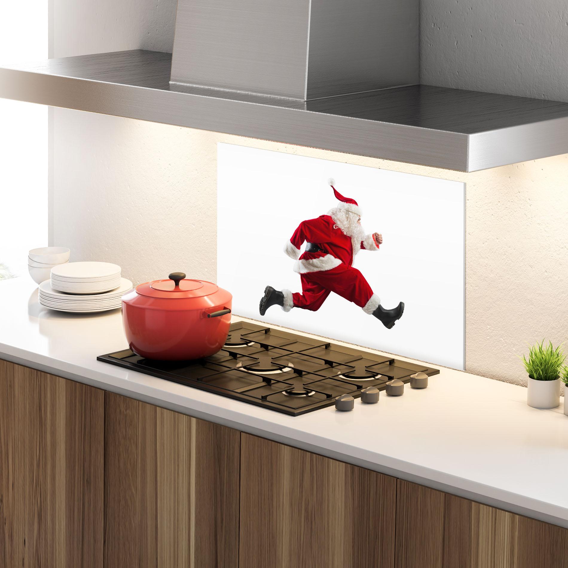 Küchenrückwand Glas Fast Delivery Santa mockup 4
