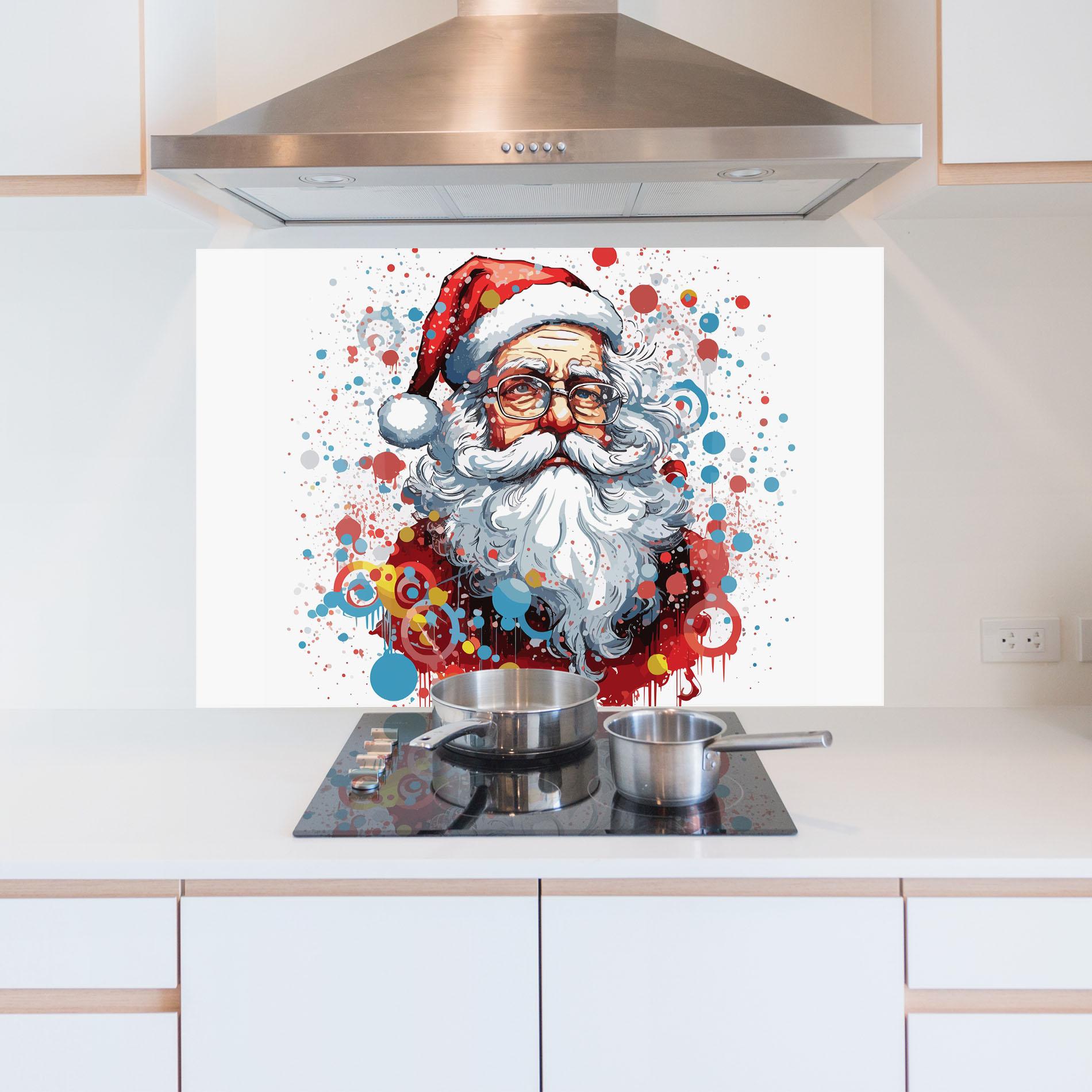 Küchenrückwand Glas Artistic Santa mockup 5