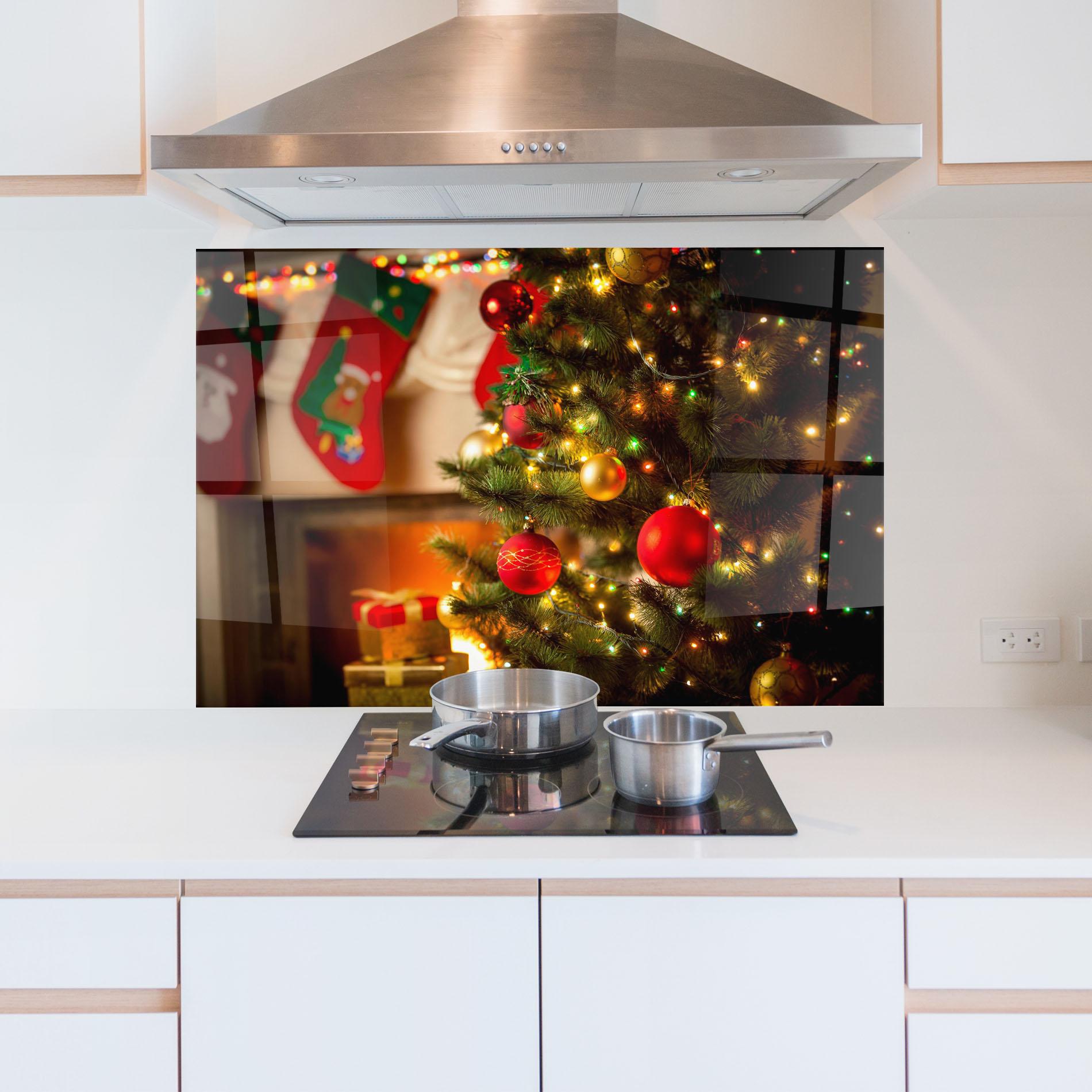 Küchenrückwand Glas Beautiful Fireplace mockup 5