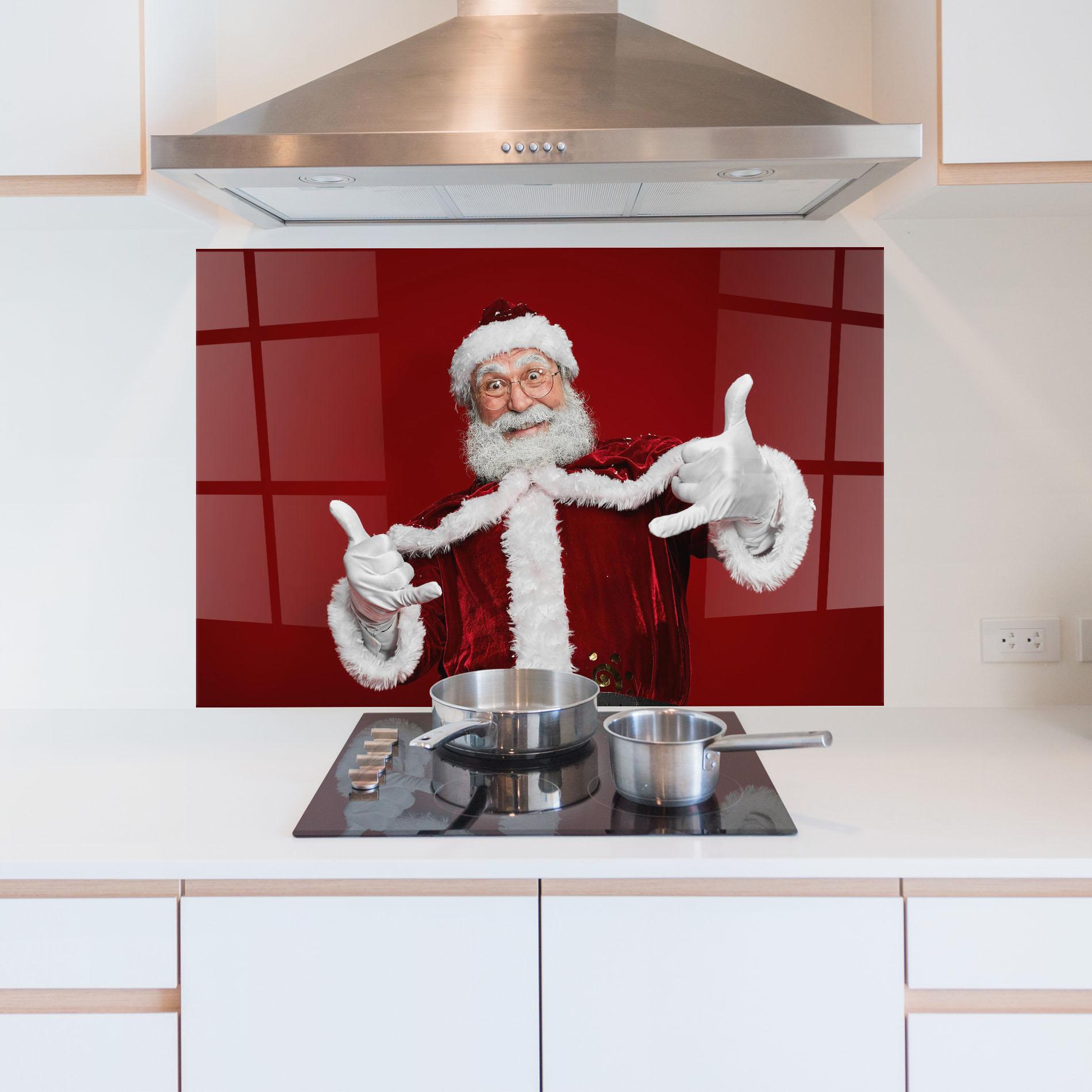 Küchenrückwand Glas Cool Santa Claus mockup 5