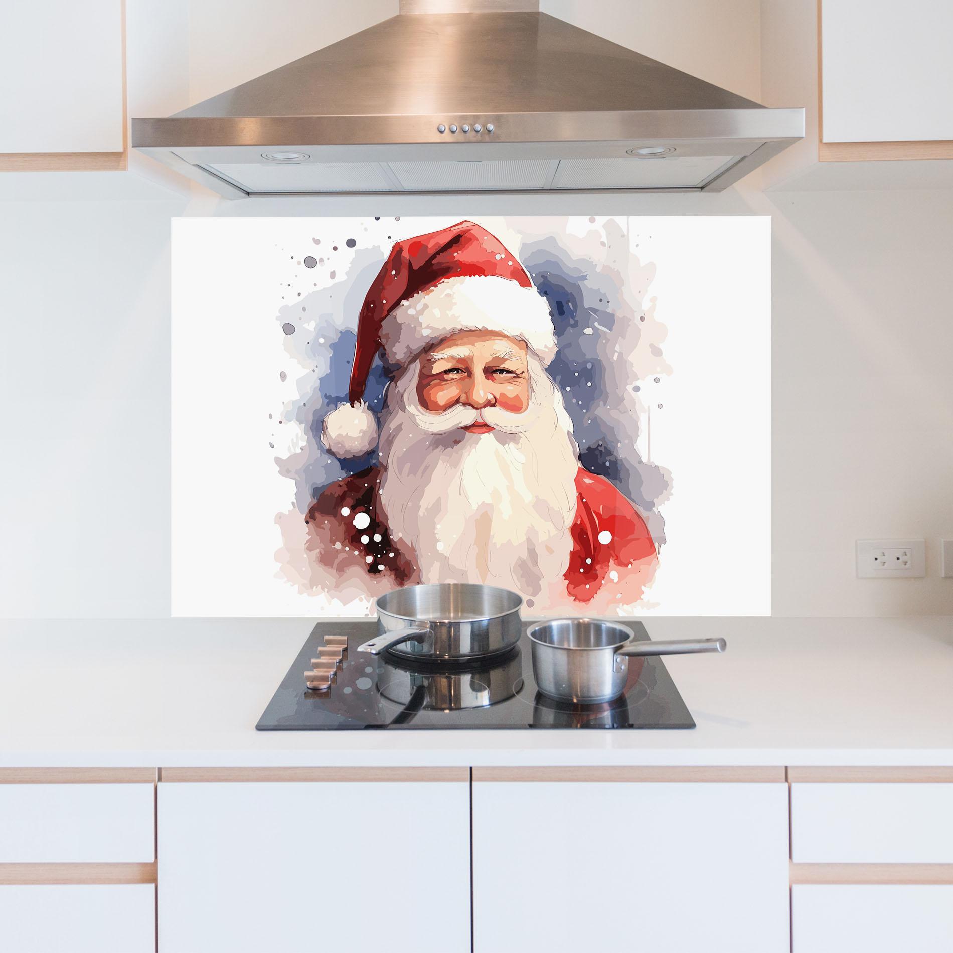 Küchenrückwand Glas Cute Santa mockup 5