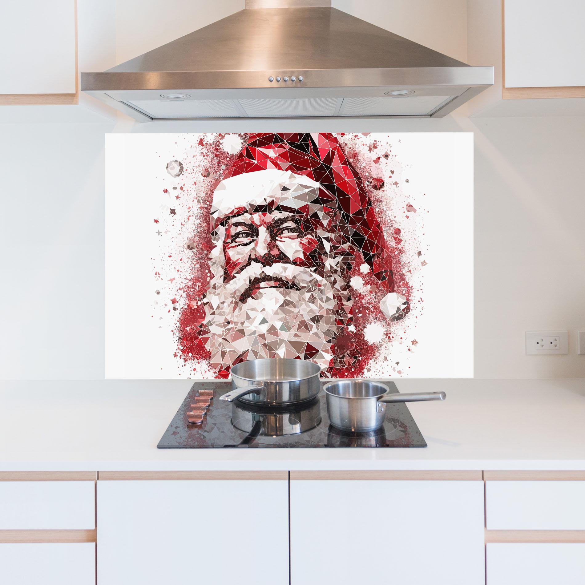 Küchenrückwand Glas Red Santa Art mockup 5