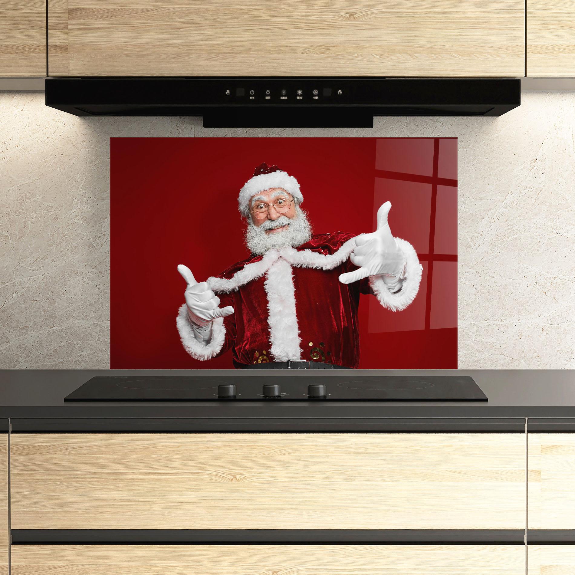 Küchenrückwand Glas Cool Santa Claus mockup 3