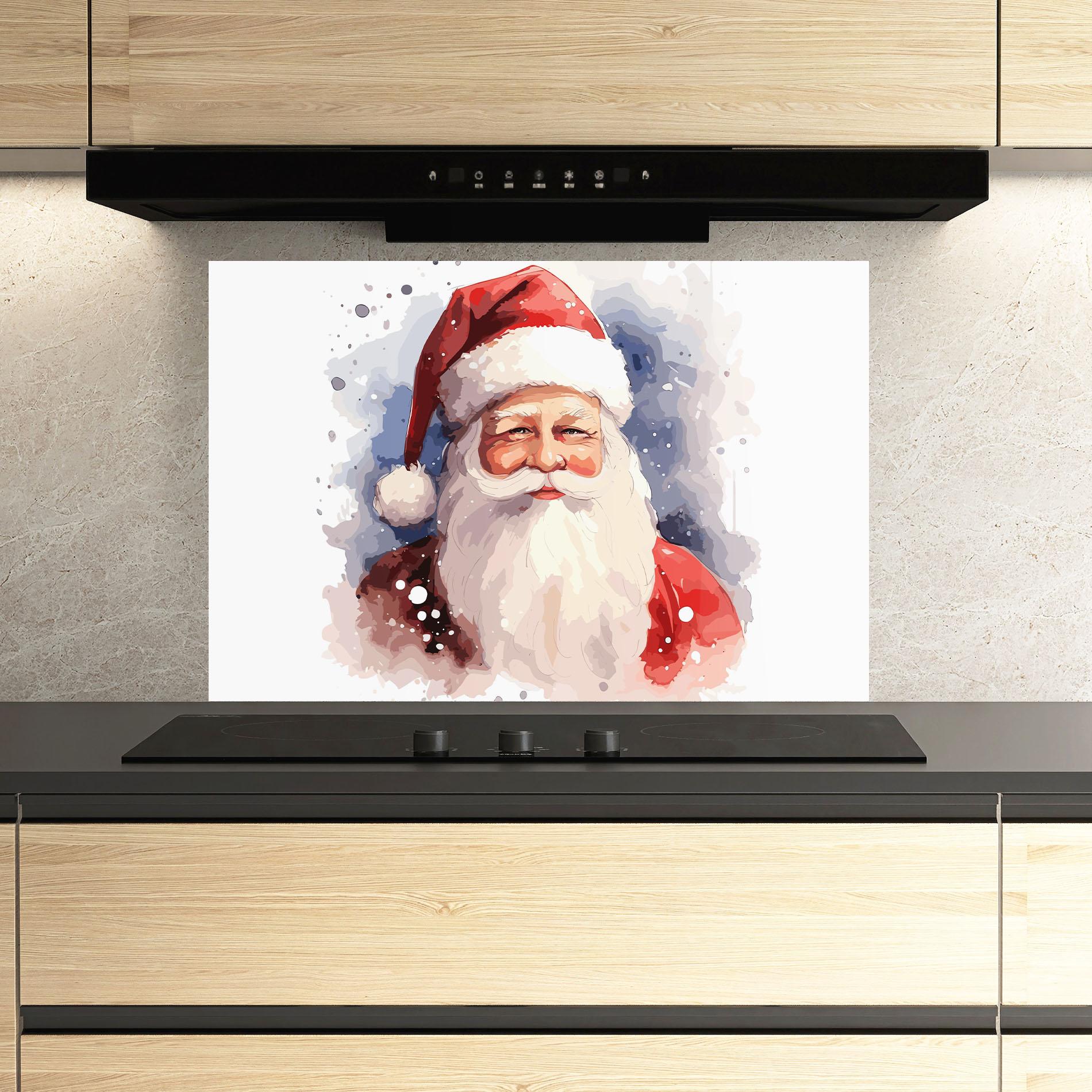 Küchenrückwand Glas Cute Santa mockup 3