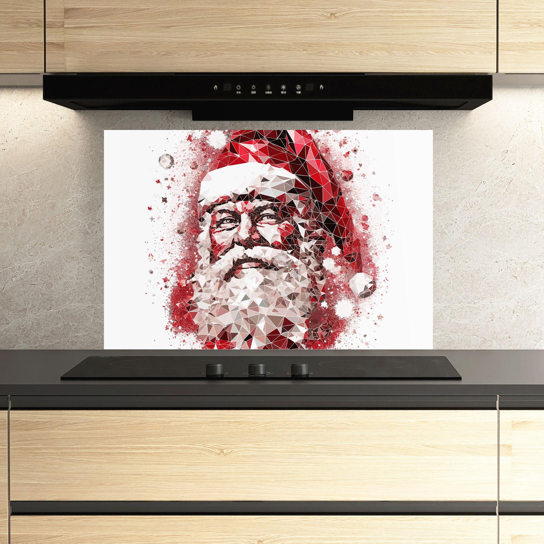 Küchenrückwand Glas Red Santa Art mockup 3