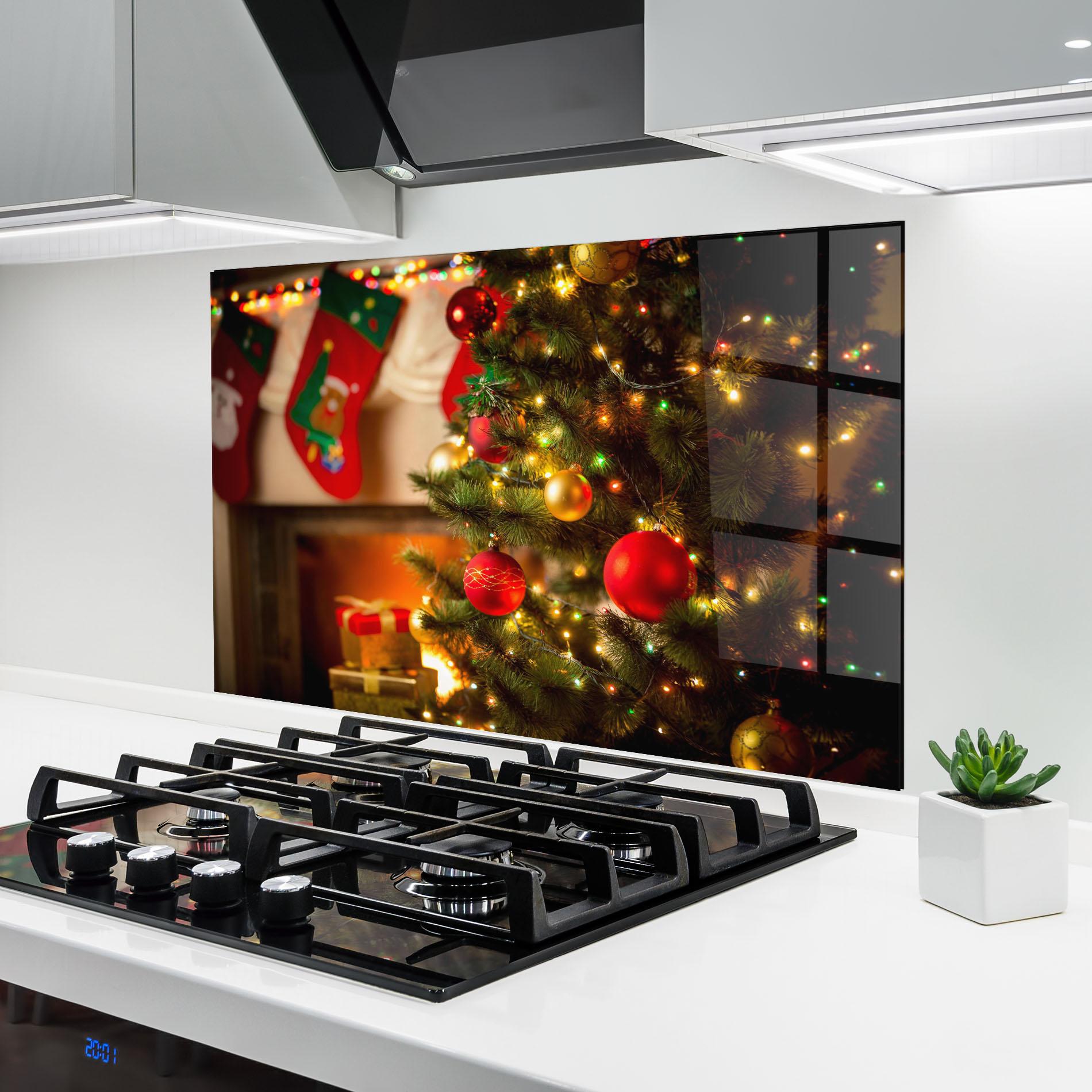 Küchenrückwand Glas Beautiful Fireplace mockup 6