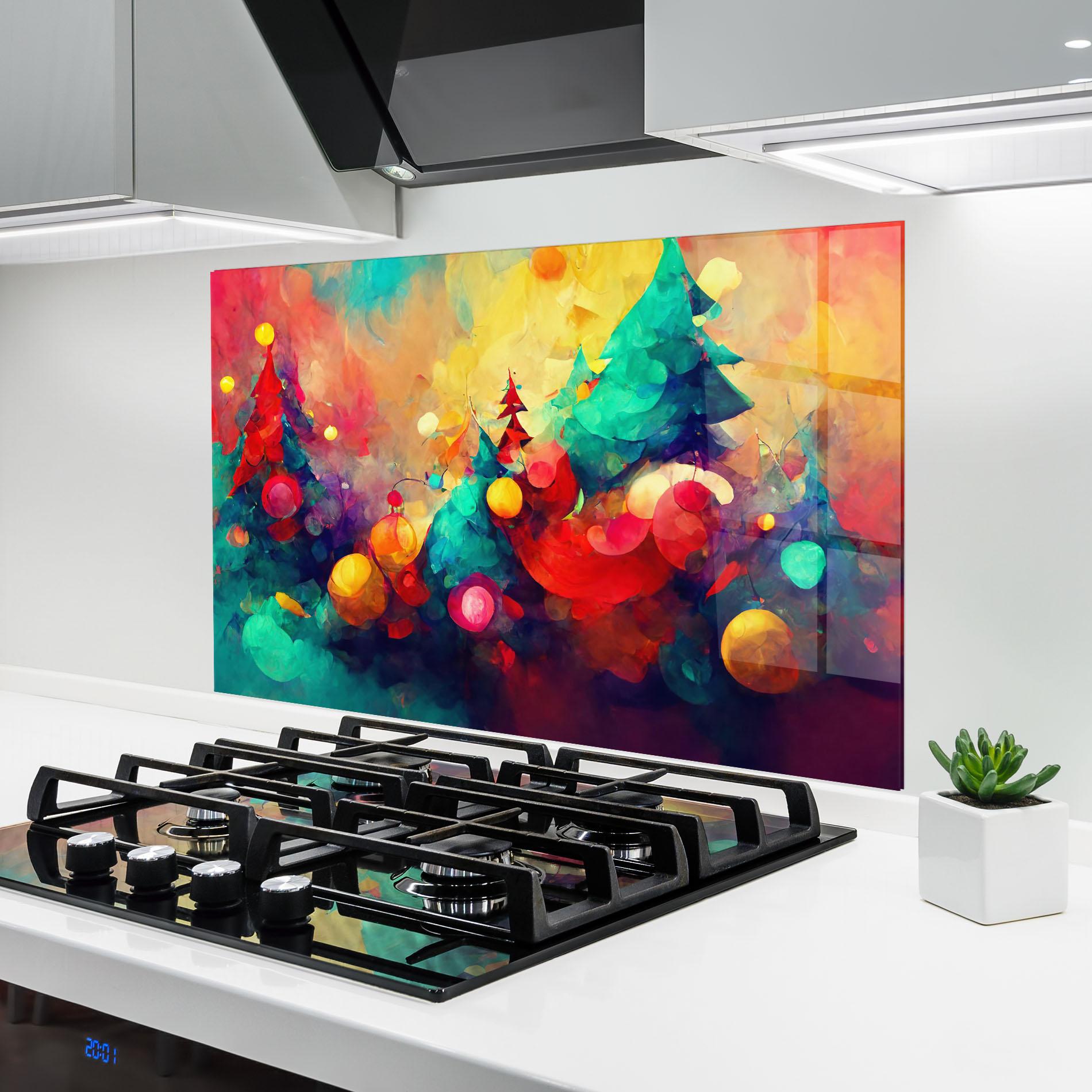Küchenrückwand Glas Colorfull Winter mockup 6