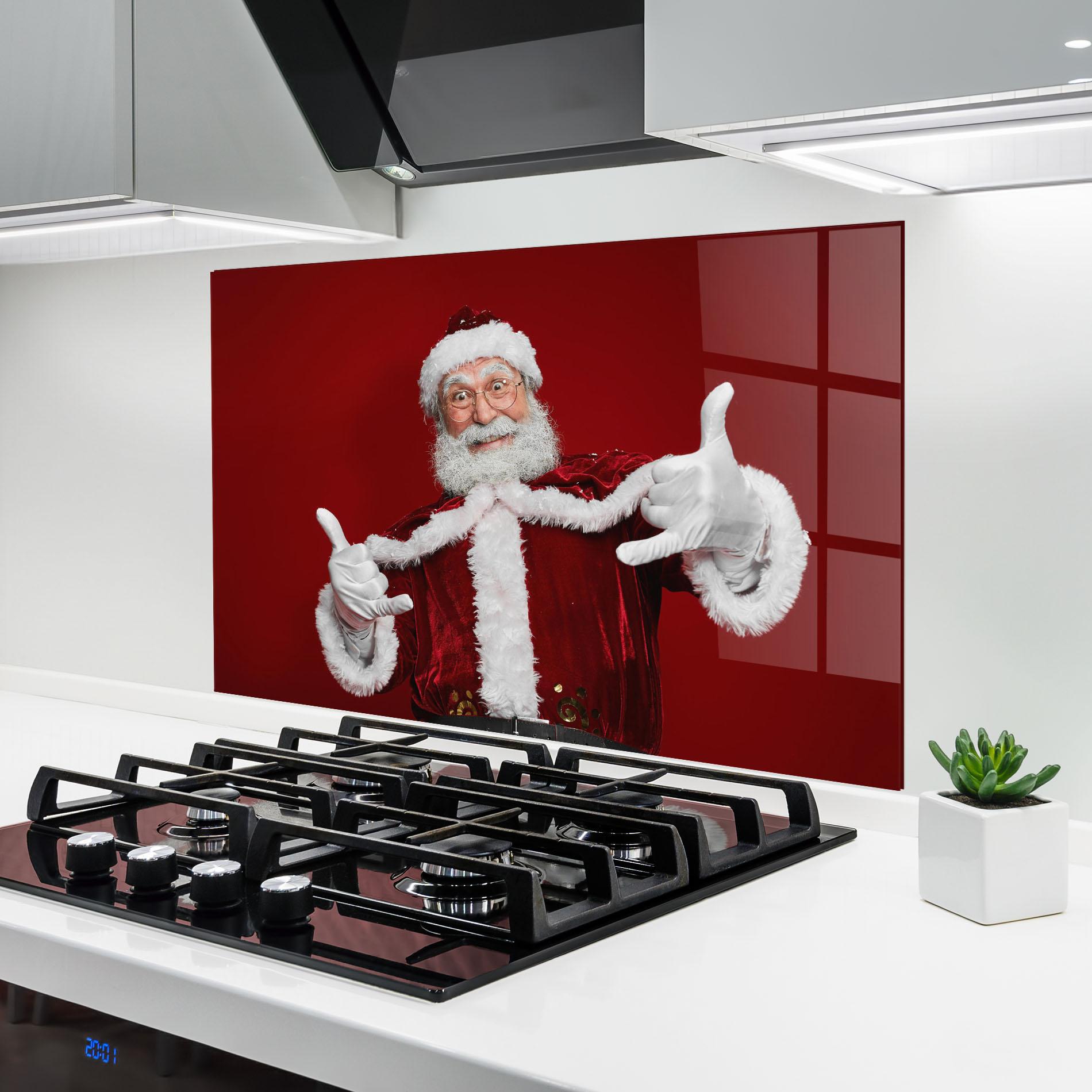 Küchenrückwand Glas Cool Santa Claus mockup 6
