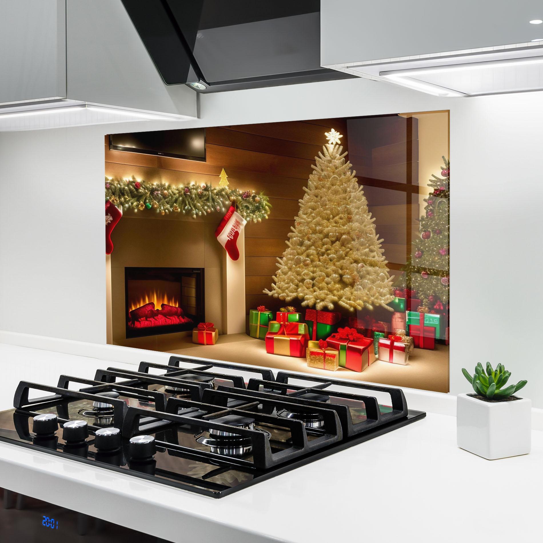 Küchenrückwand Glas Decorated Christmas Tree mockup 6
