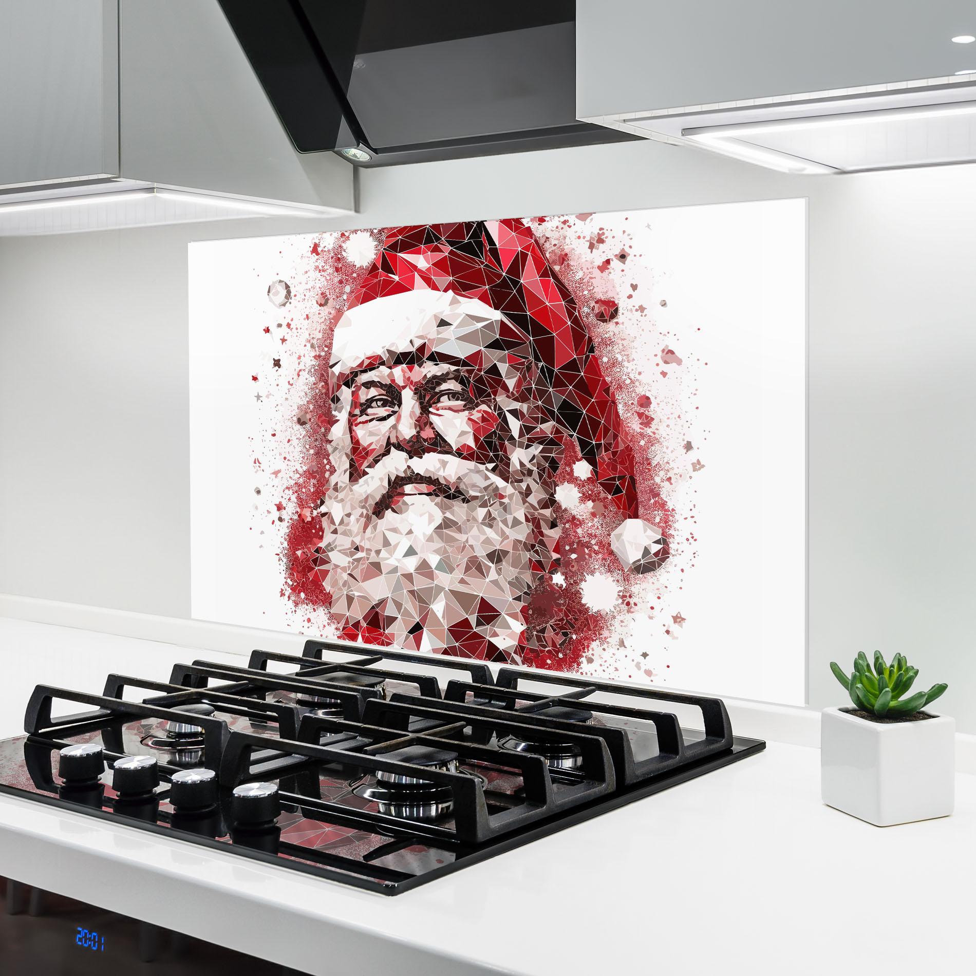 Küchenrückwand Glas Red Santa Art mockup 6