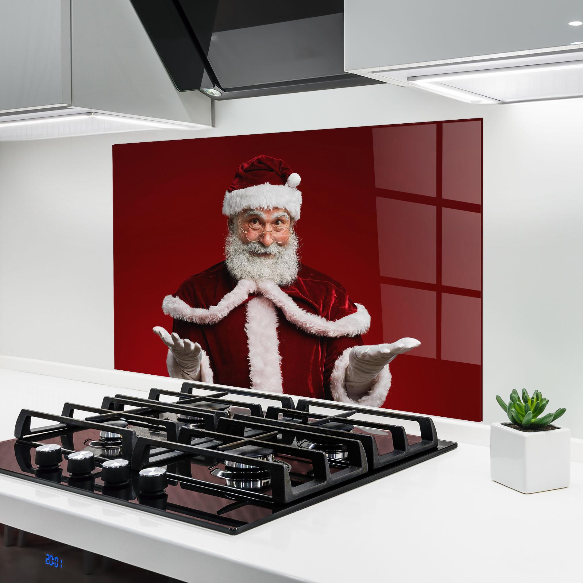 Küchenrückwand Glas Santa Welcoming You mockup 6