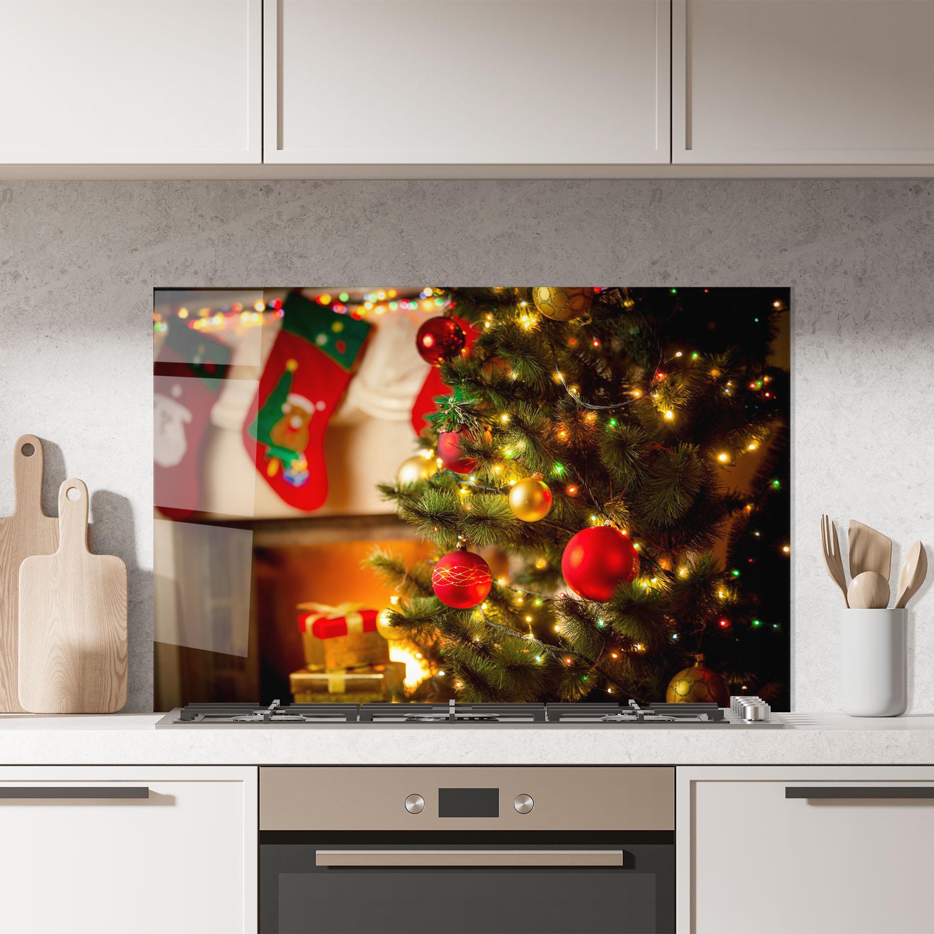 Küchenrückwand Glas Beautiful Fireplace mockup 7