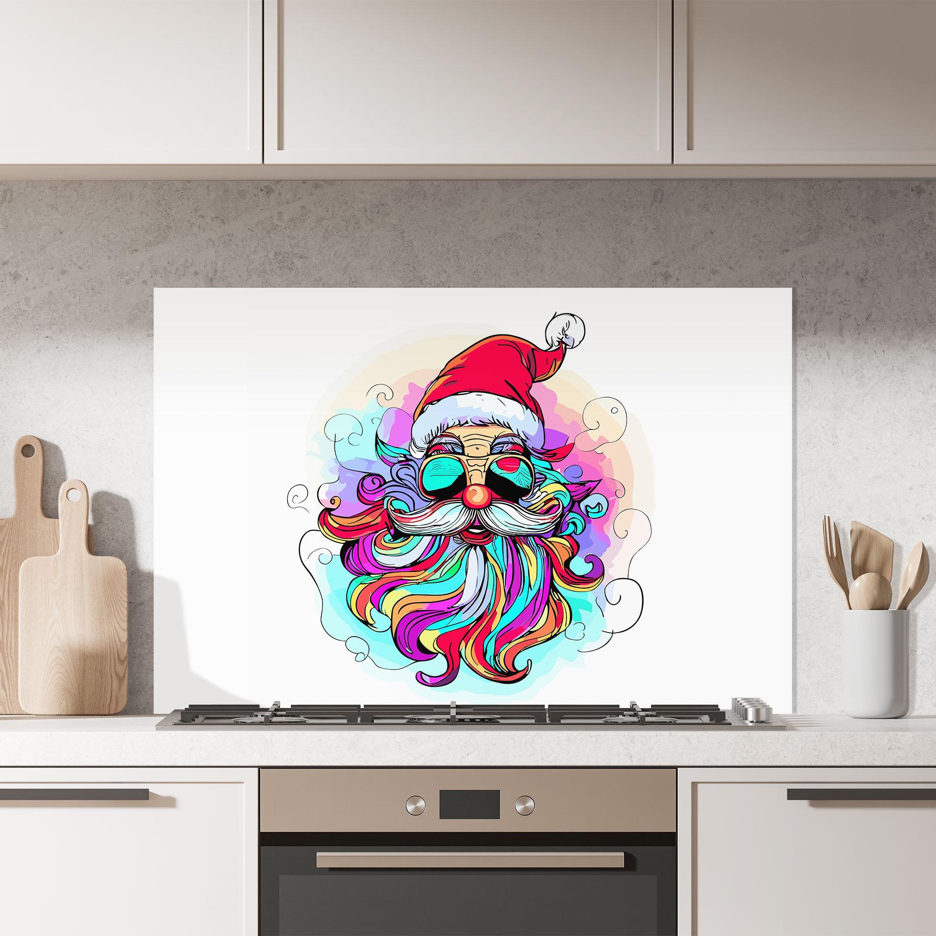 Küchenrückwand Glas Colorful Santa mockup 7