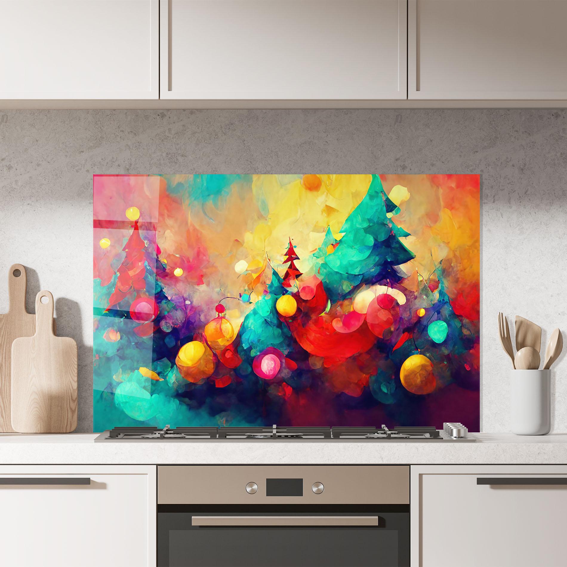 Küchenrückwand Glas Colorfull Winter mockup 7