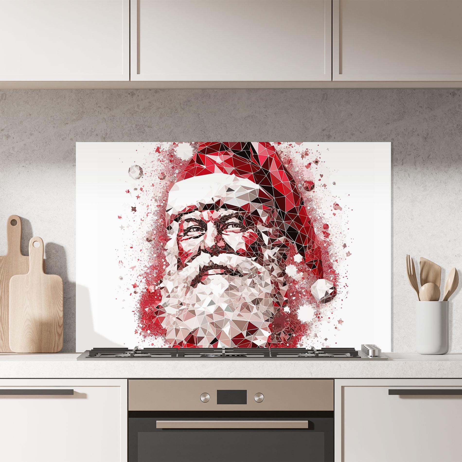 Küchenrückwand Glas Red Santa Art mockup 7