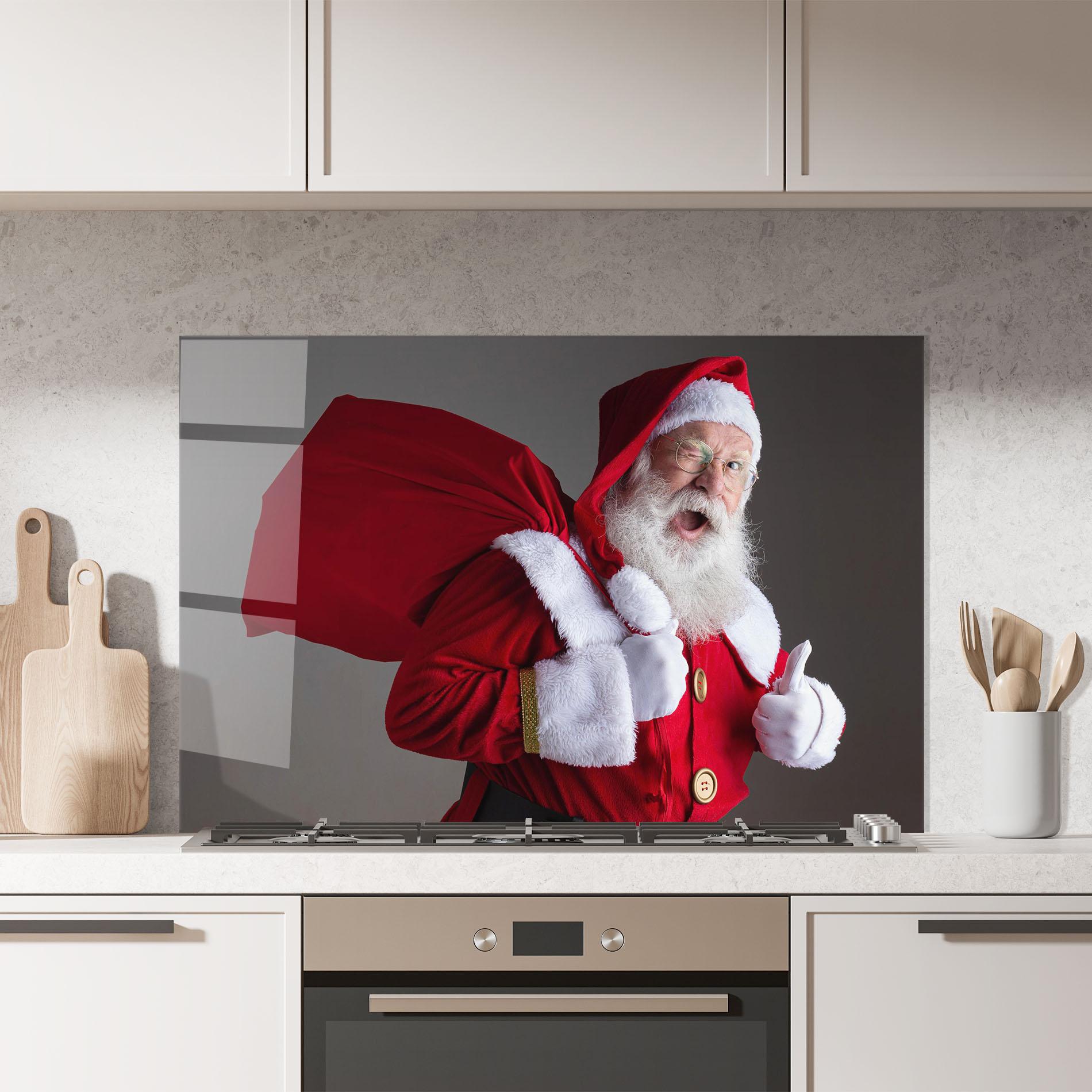 Küchenrückwand Glas Santa Smiling mockup 7