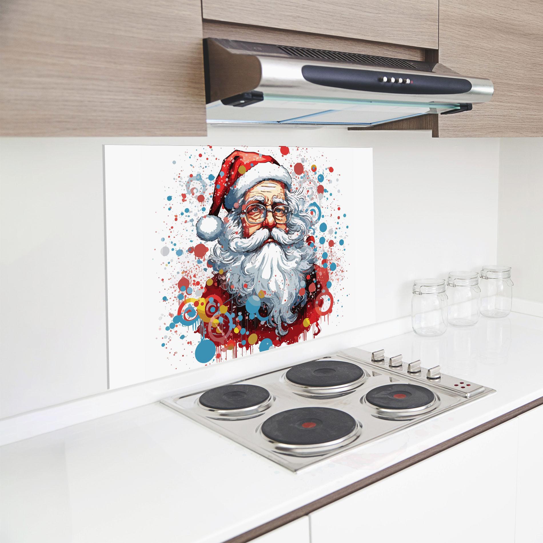 Küchenrückwand Glas Artistic Santa mockup 8