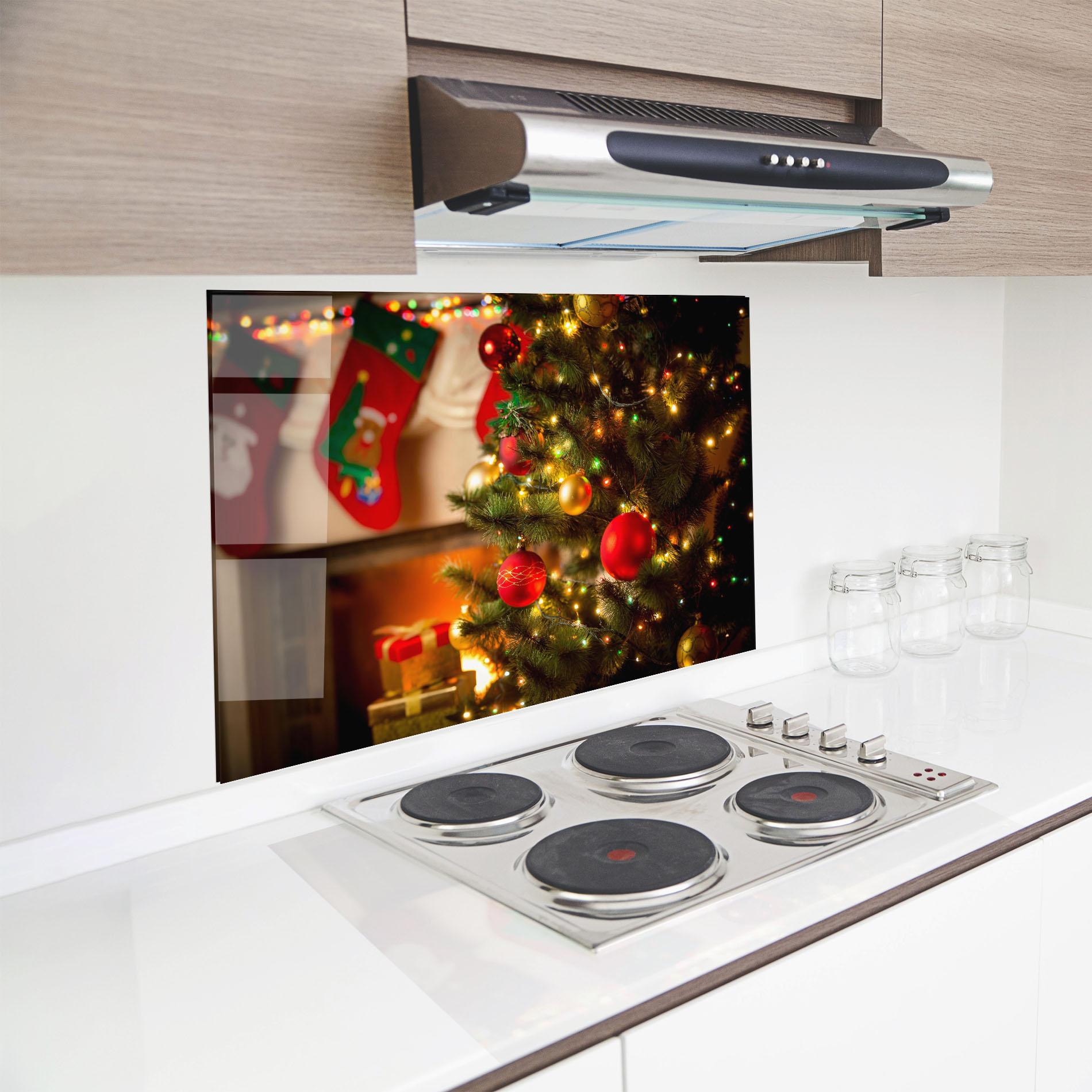 Küchenrückwand Glas Beautiful Fireplace mockup 8