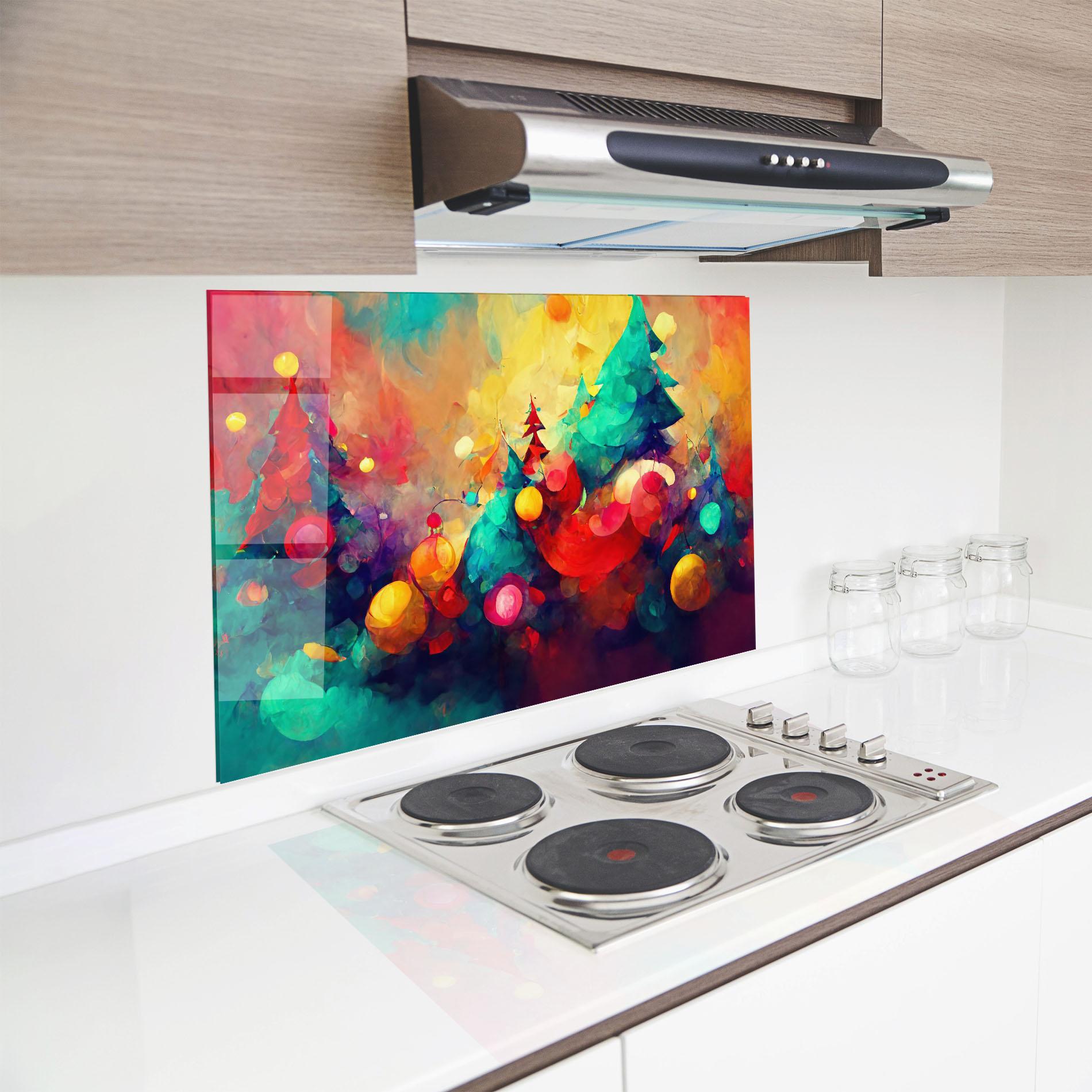 Küchenrückwand Glas Colorfull Winter mockup 8
