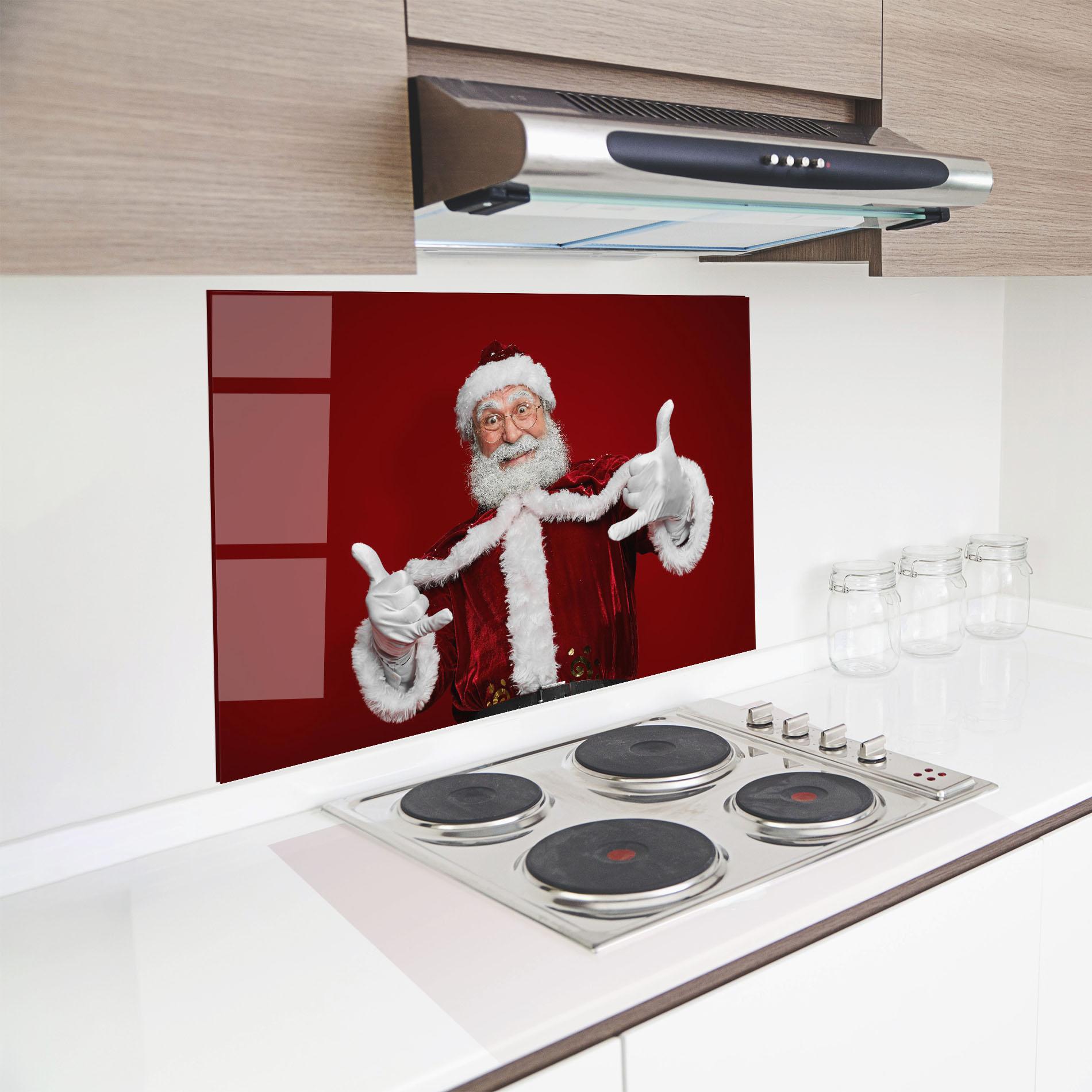 Küchenrückwand Glas Cool Santa Claus mockup 8