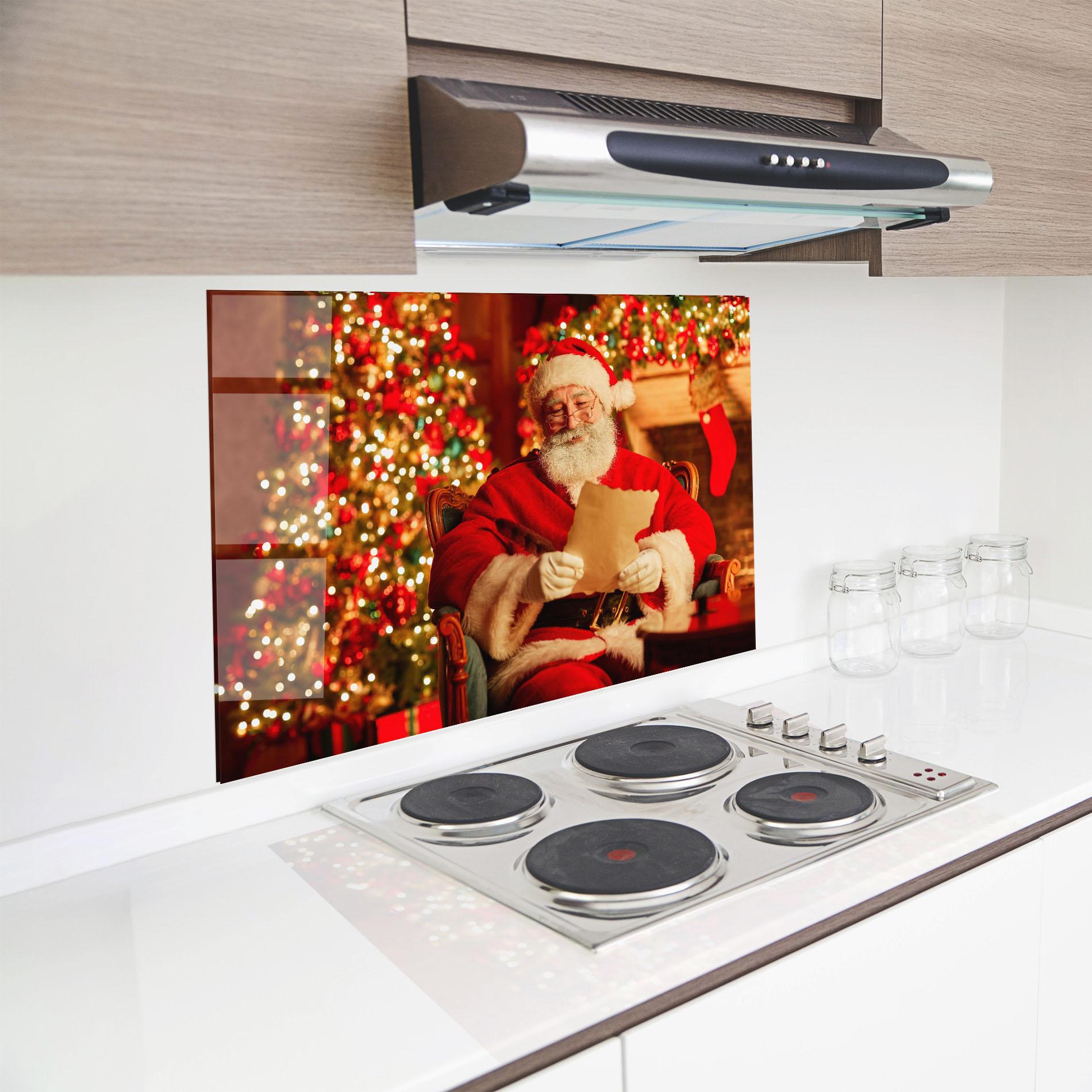 Küchenrückwand Glas Reading Christmas Letter mockup 8