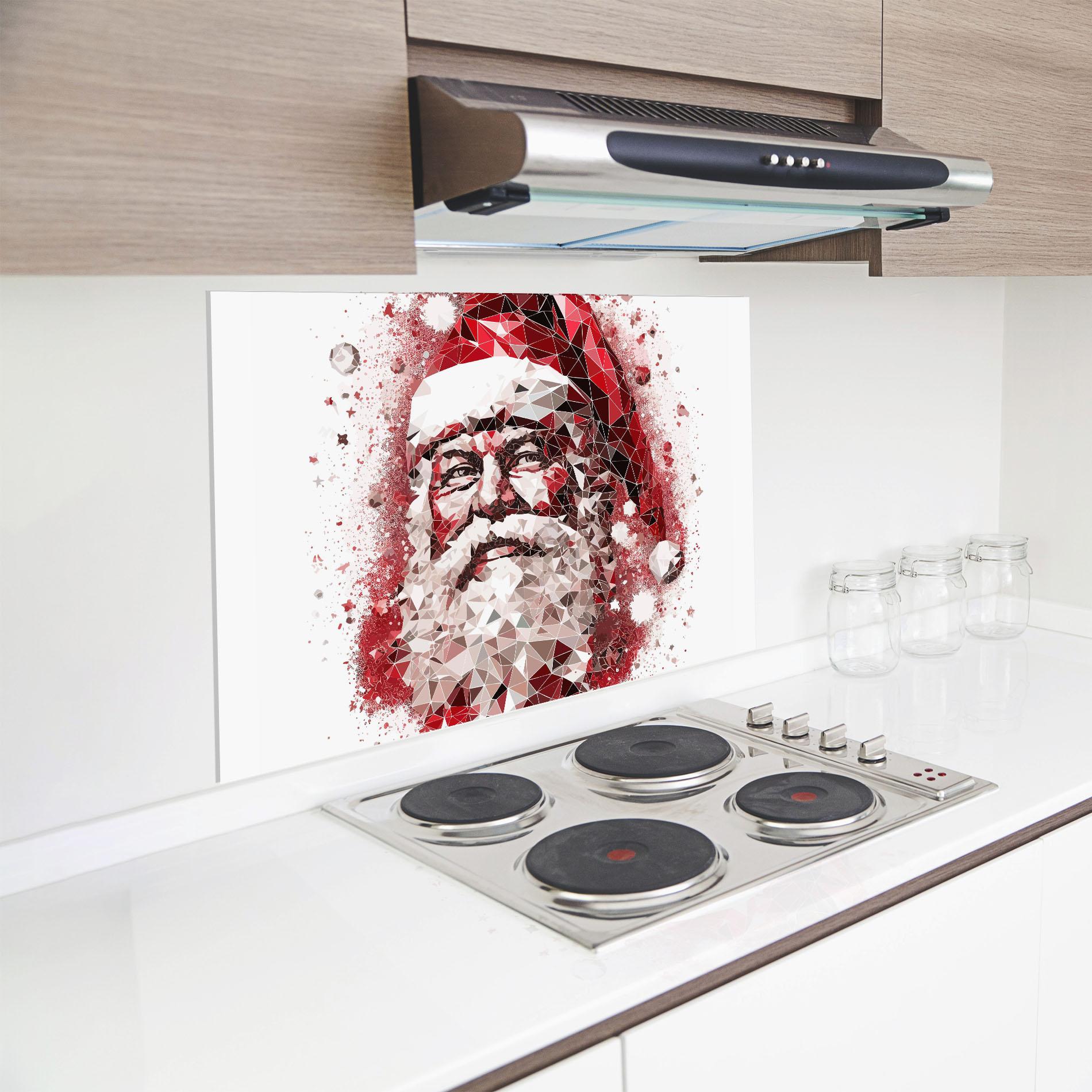 Küchenrückwand Glas Red Santa Art mockup 8