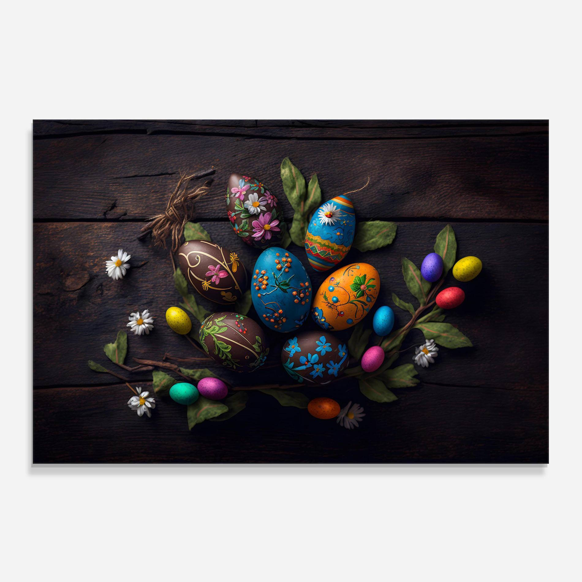 Küchenrückwand Glas Colorful Easter Decarations mockup 0