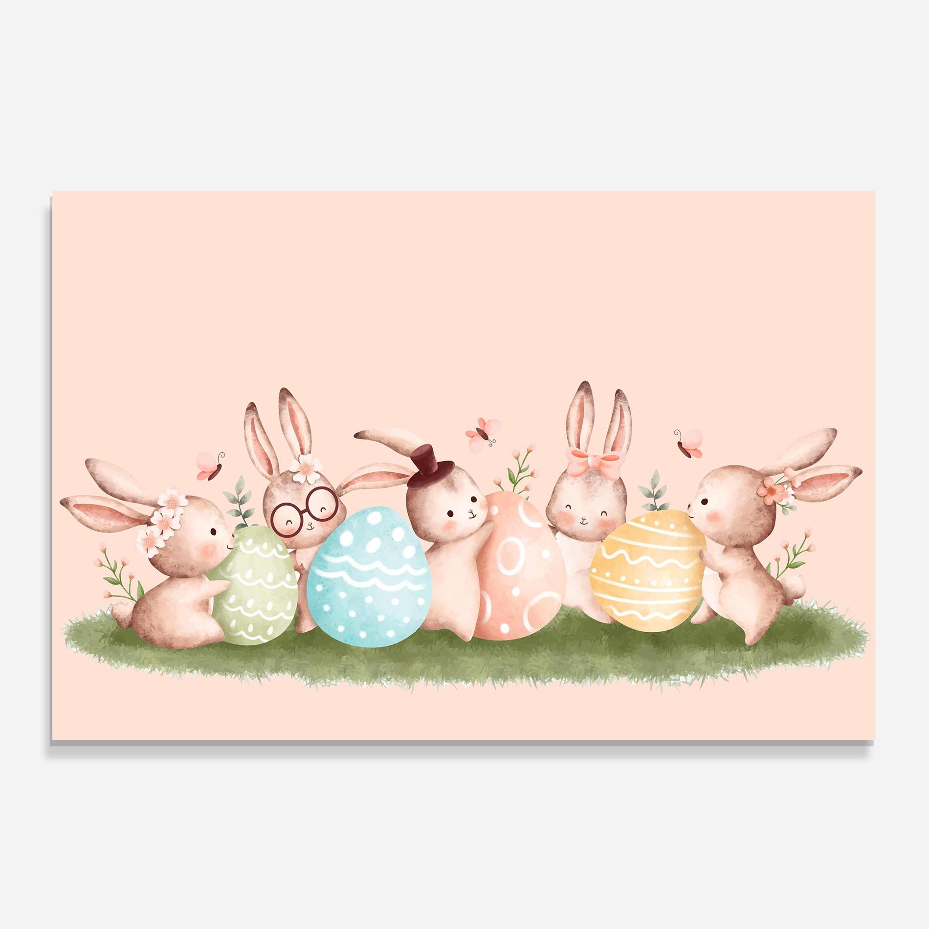 Küchenrückwand Glas Easter Pretty Rabbit mockup 0