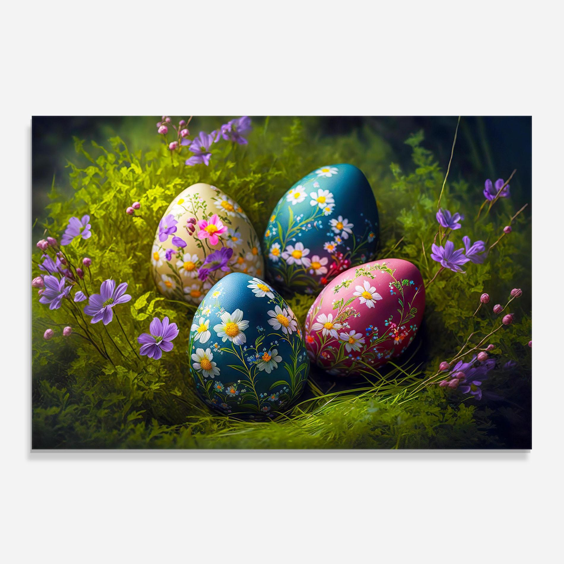Küchenrückwand Glas Floral Ornament Eggs mockup 0