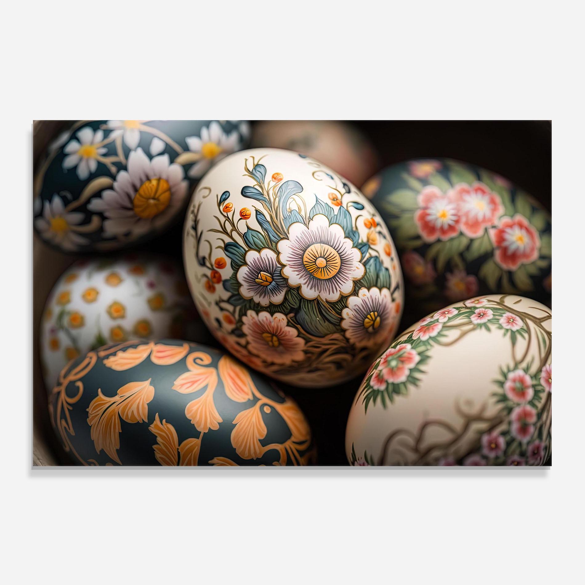 Küchenrückwand Glas Floral Painted Eggs mockup 0