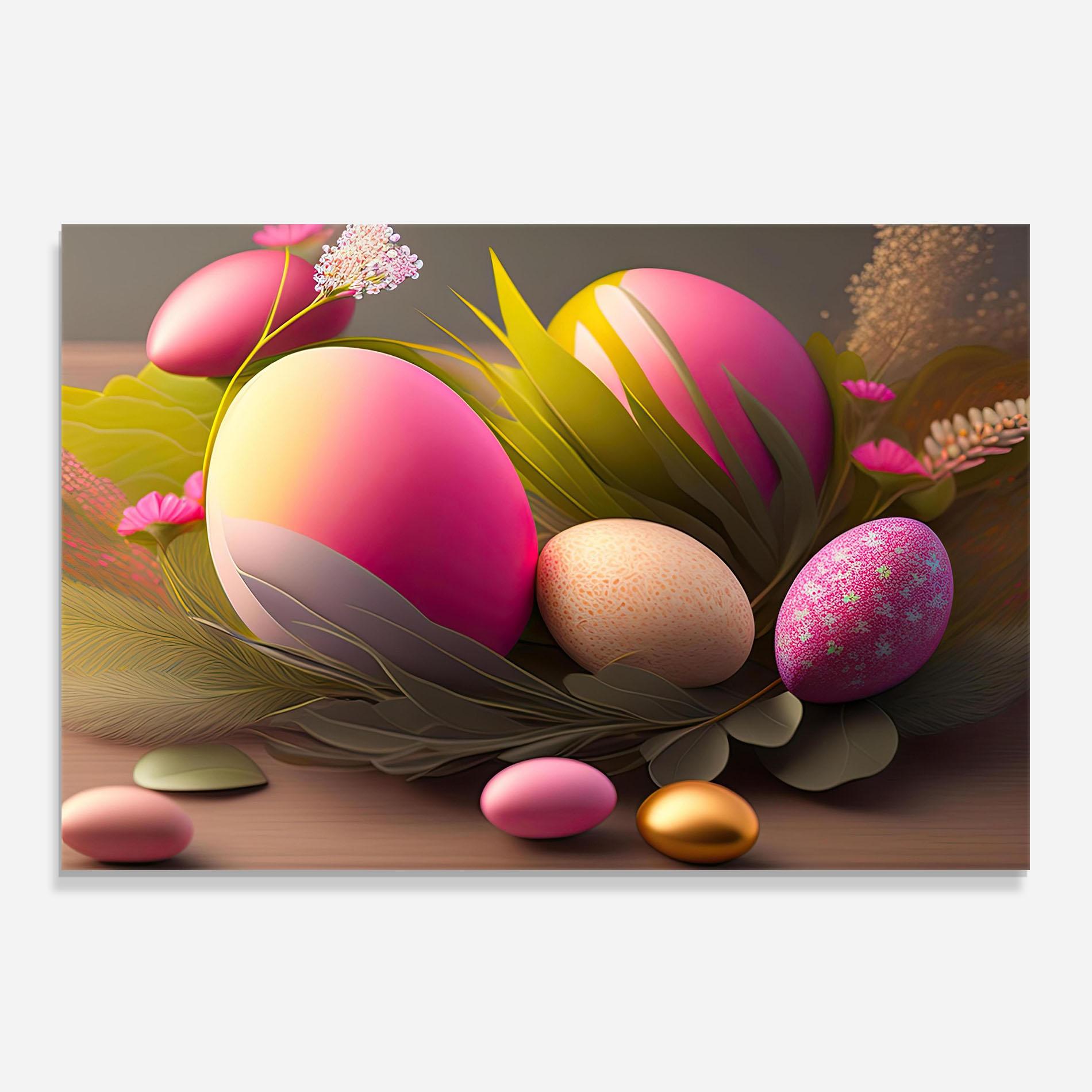 Küchenrückwand Glas Pink Easter Eggs mockup 0