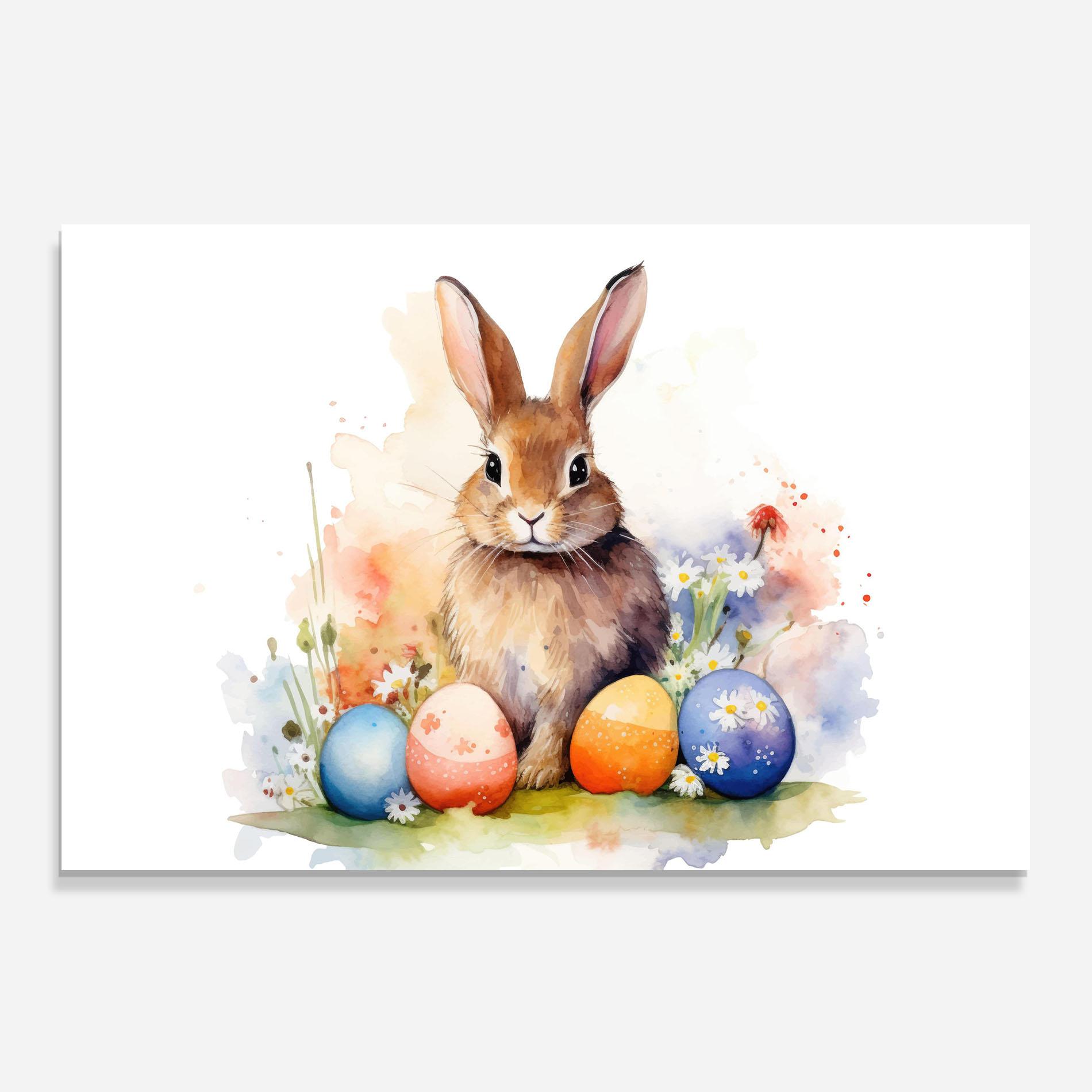 Küchenrückwand Glas Rabbit Easter Art mockup 0