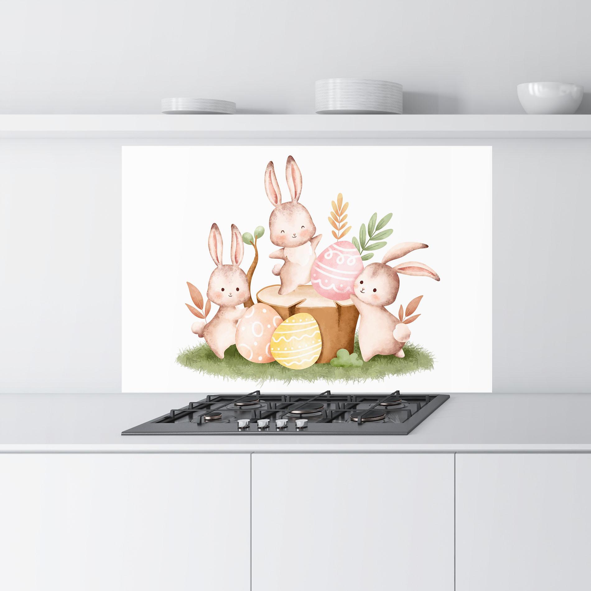 Küchenrückwand Glas Bunny Friends mockup 9