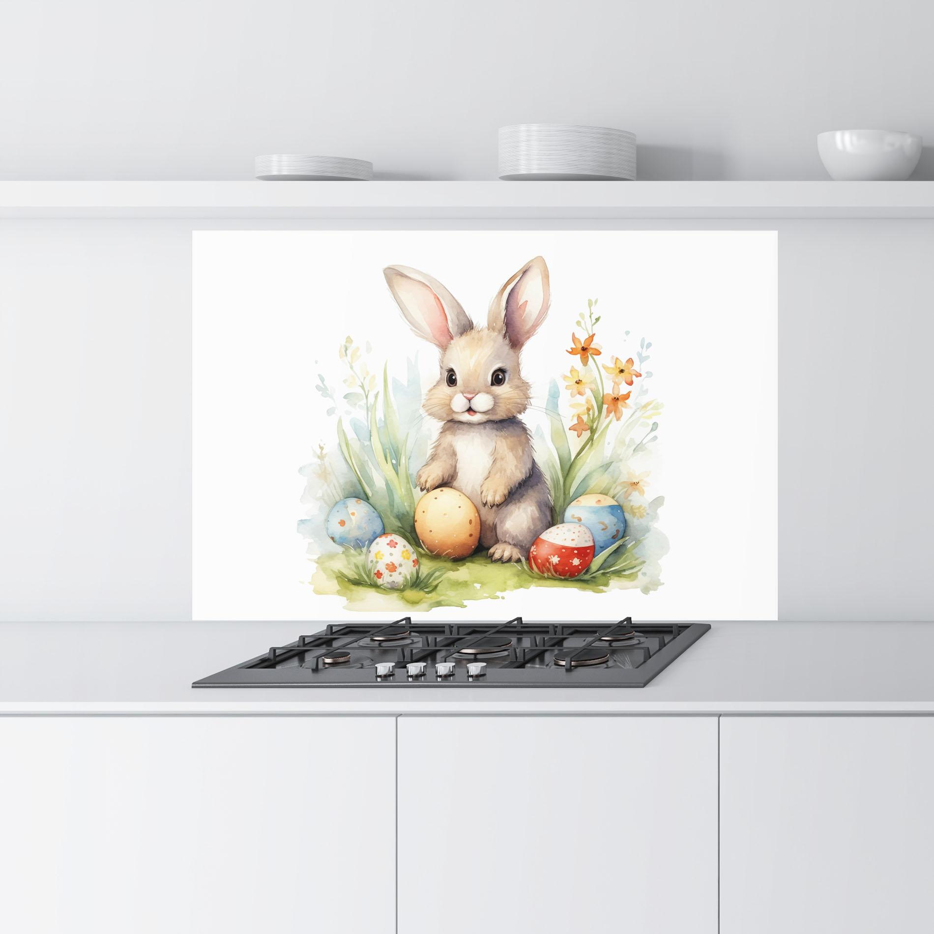 Küchenrückwand Glas Cute Happy Bunny mockup 9