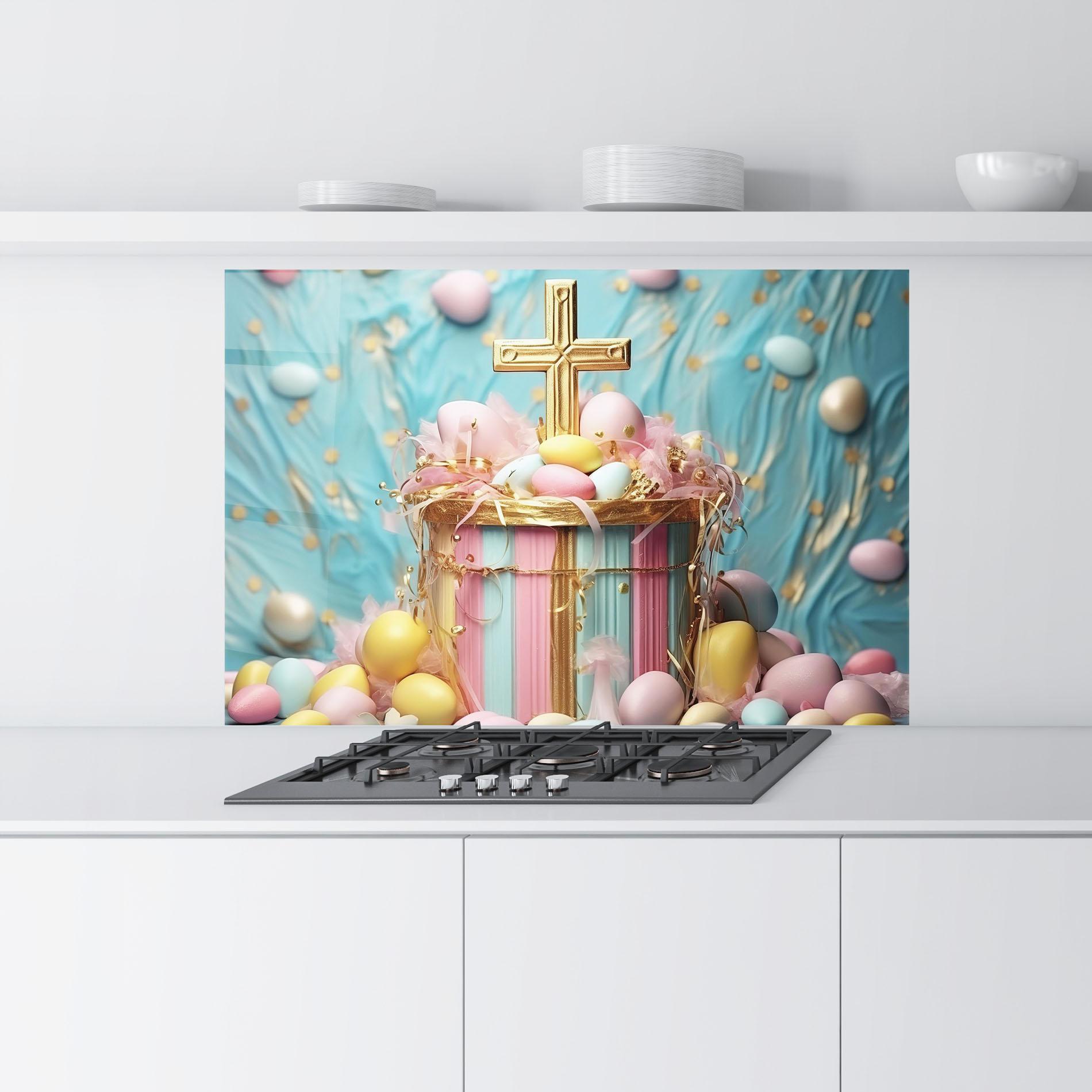 Küchenrückwand Glas Easter Egg Decor mockup 9
