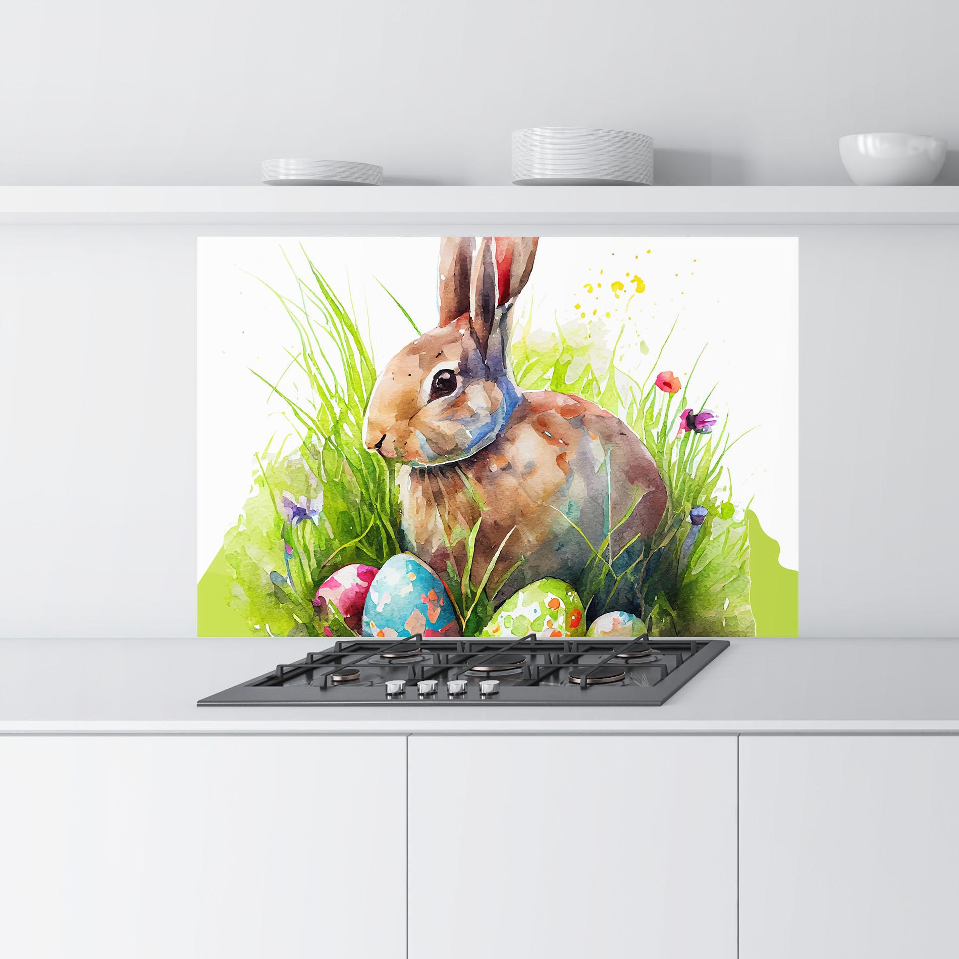 Küchenrückwand Glas Rabbit With Eggs mockup 9