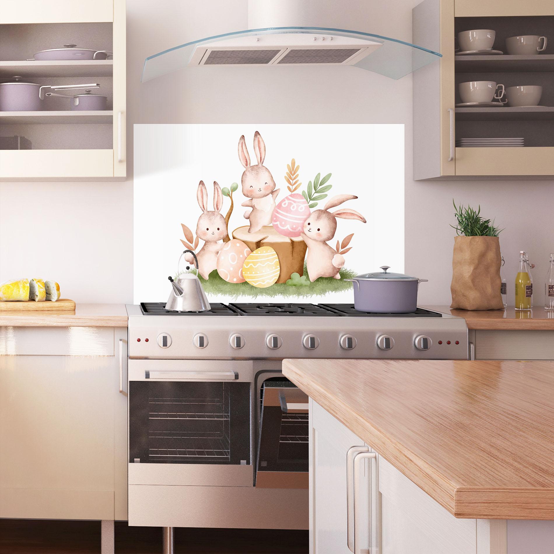 Küchenrückwand Glas Bunny Friends mockup 1