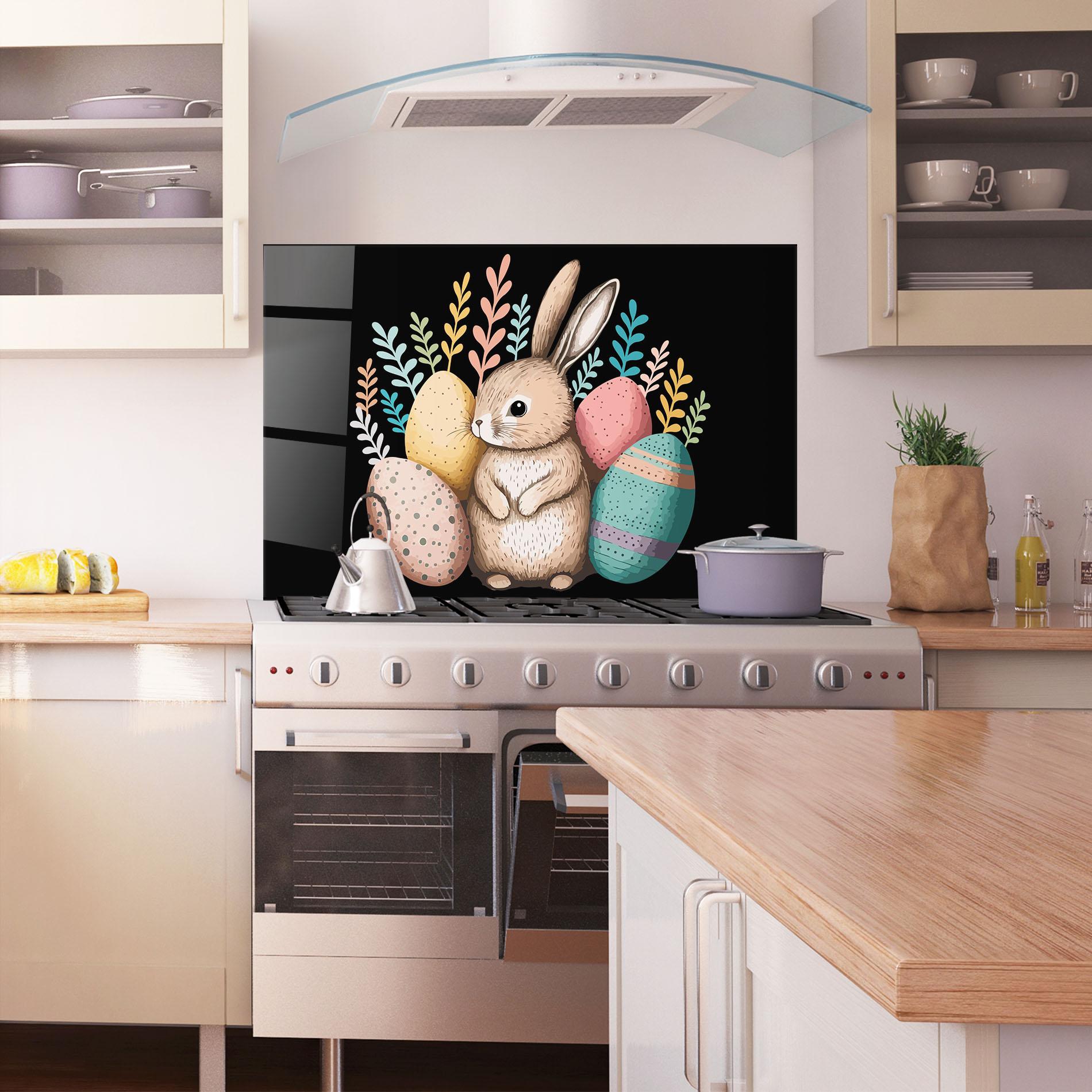 Küchenrückwand Glas Easter Pretty Bunny mockup 1