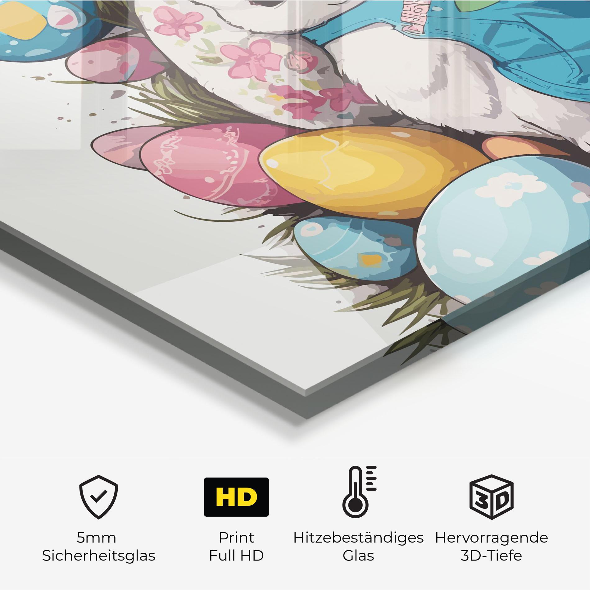 Küchenrückwand Glas Blue Dressed Bunny mockup 2