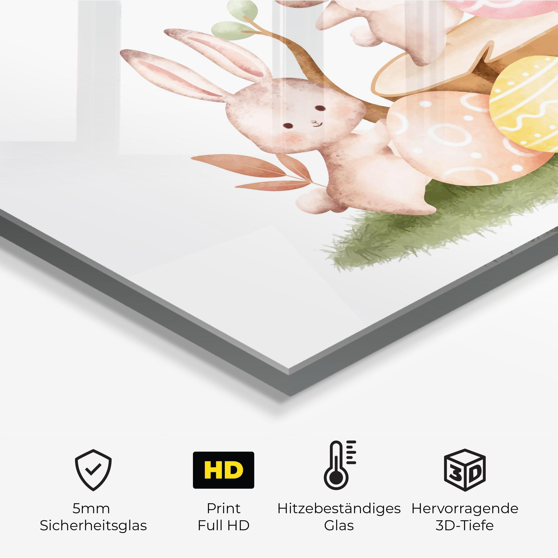 Küchenrückwand Glas Bunny Friends mockup 2