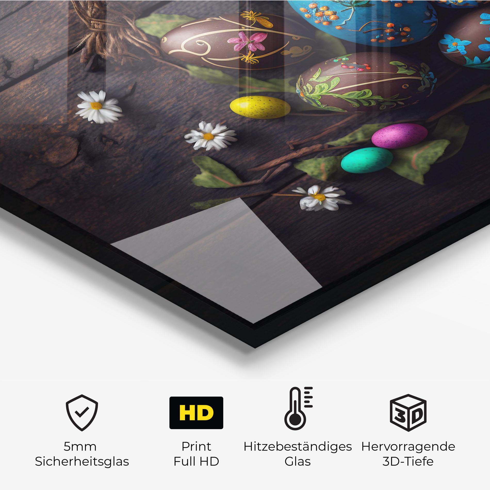 Küchenrückwand Glas Colorful Easter Decarations mockup 2