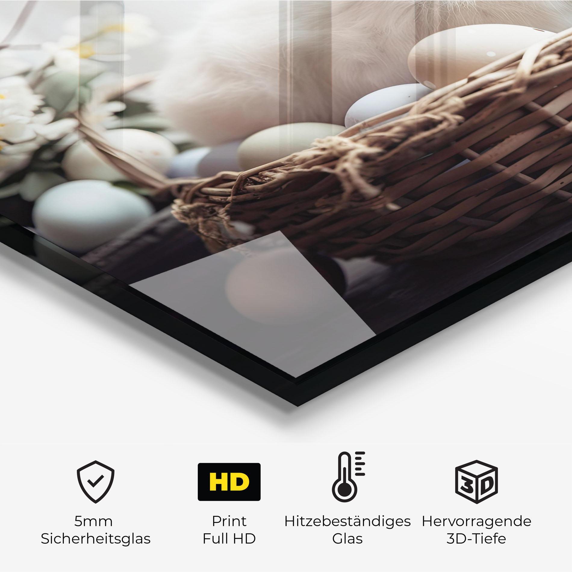 Küchenrückwand Glas Cute White Easter Eggs mockup 2