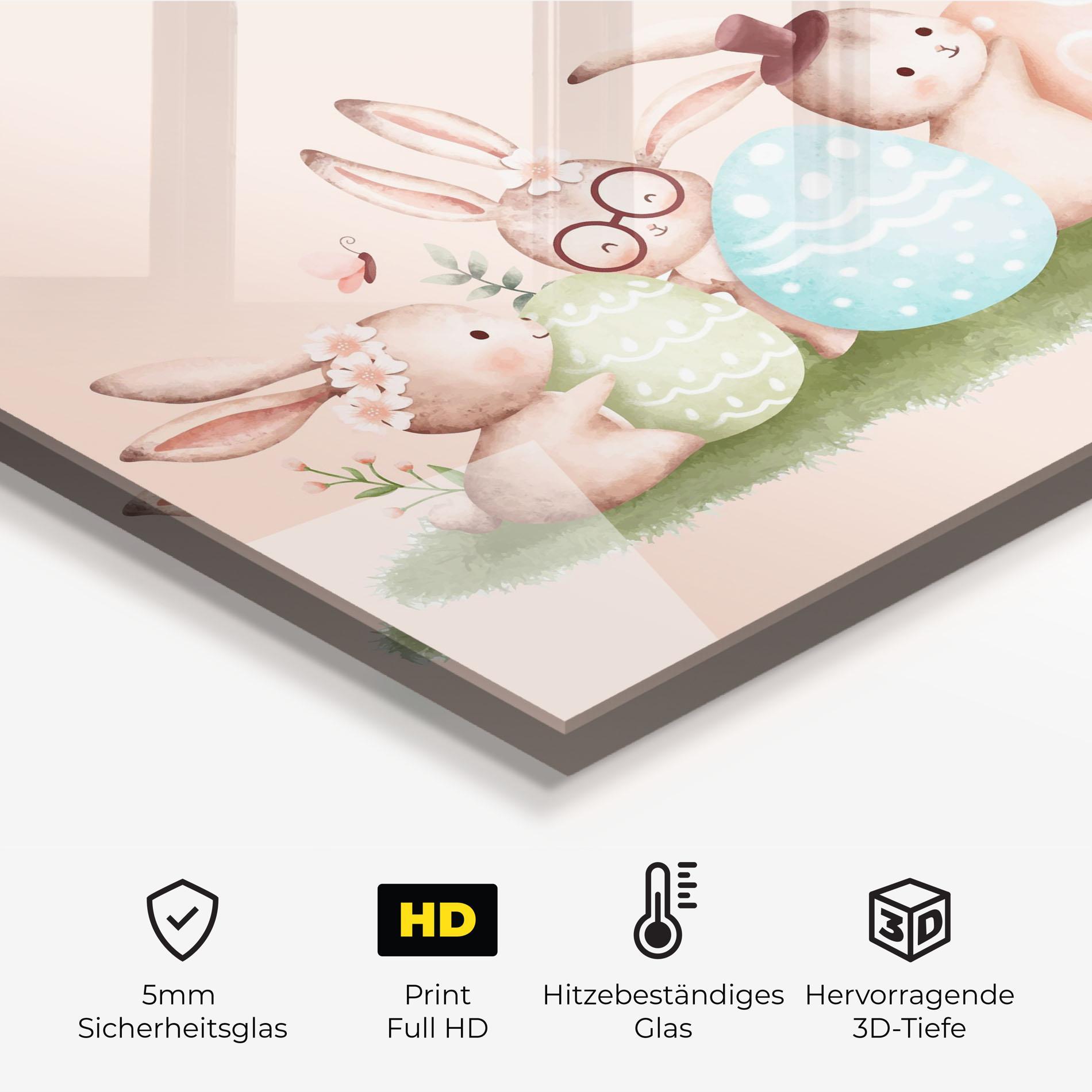 Küchenrückwand Glas Easter Pretty Rabbit mockup 2