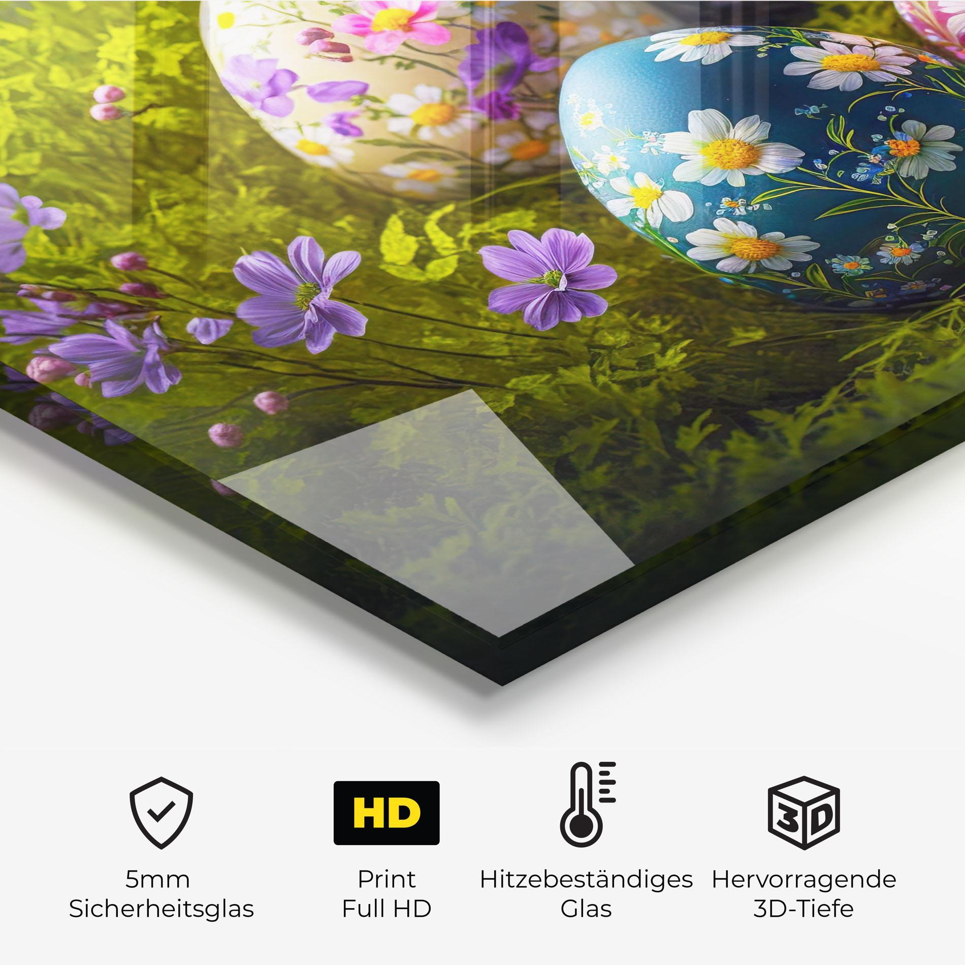 Küchenrückwand Glas Floral Ornament Eggs mockup 2