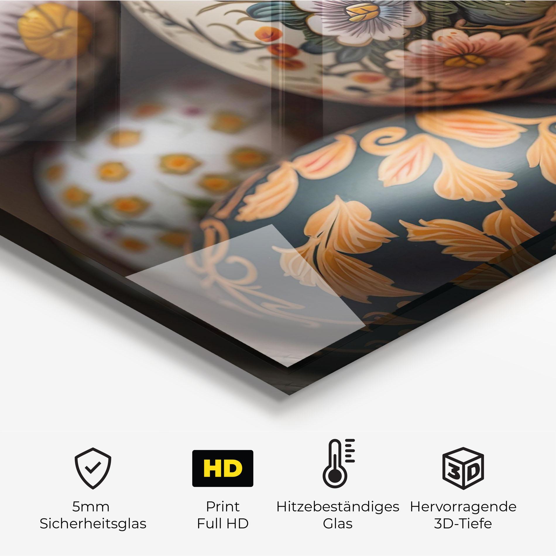 Küchenrückwand Glas Floral Painted Eggs mockup 2